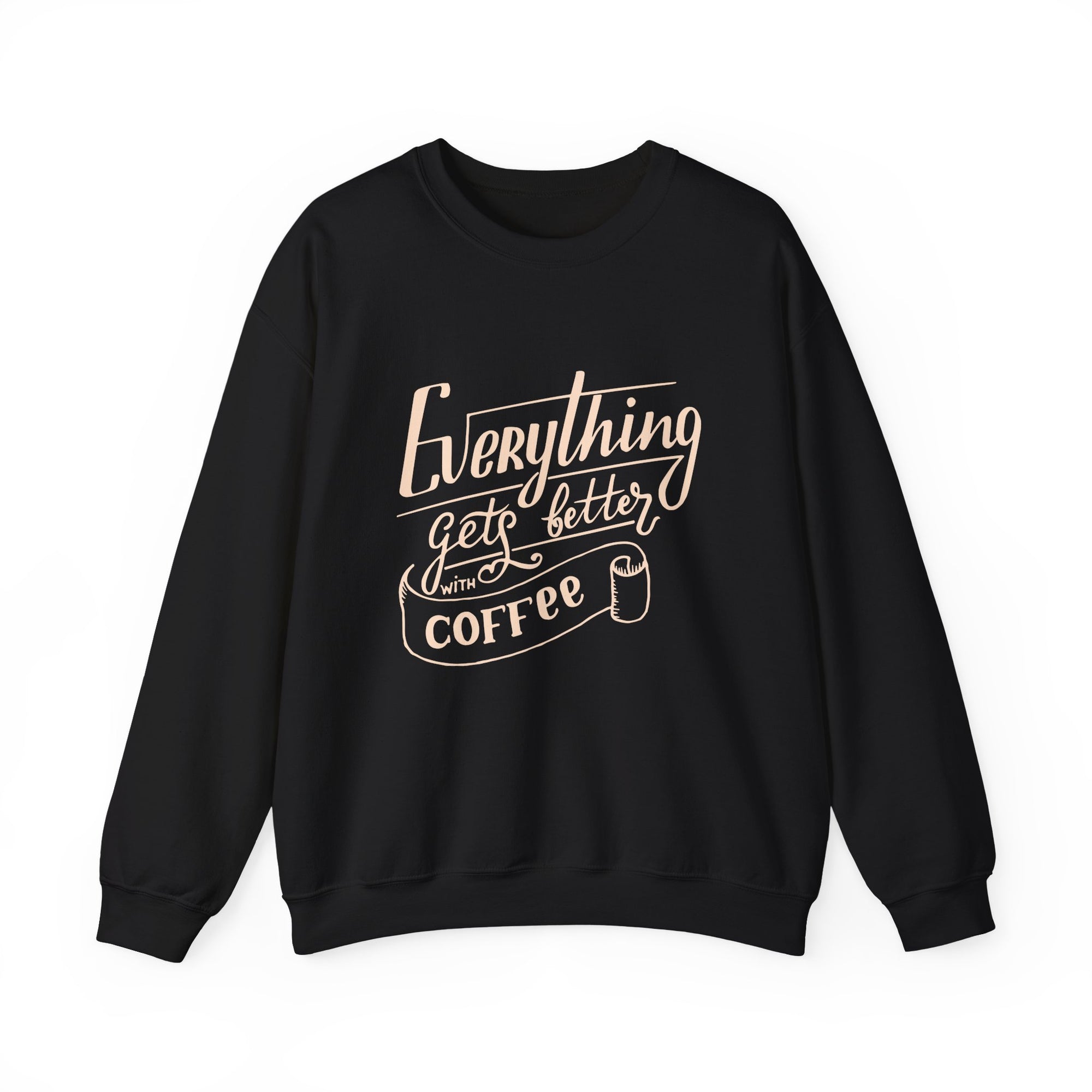 Unisex Heavy Blend™ Crewneck Sweatshirt - Quote - Everything gets better with coffee