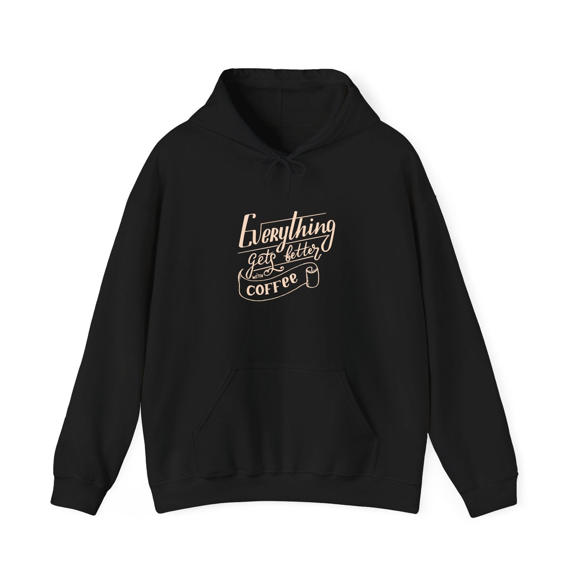 Unisex Heavy Blend™ Hooded Sweatshirt - Quote - Everything gets better with coffee