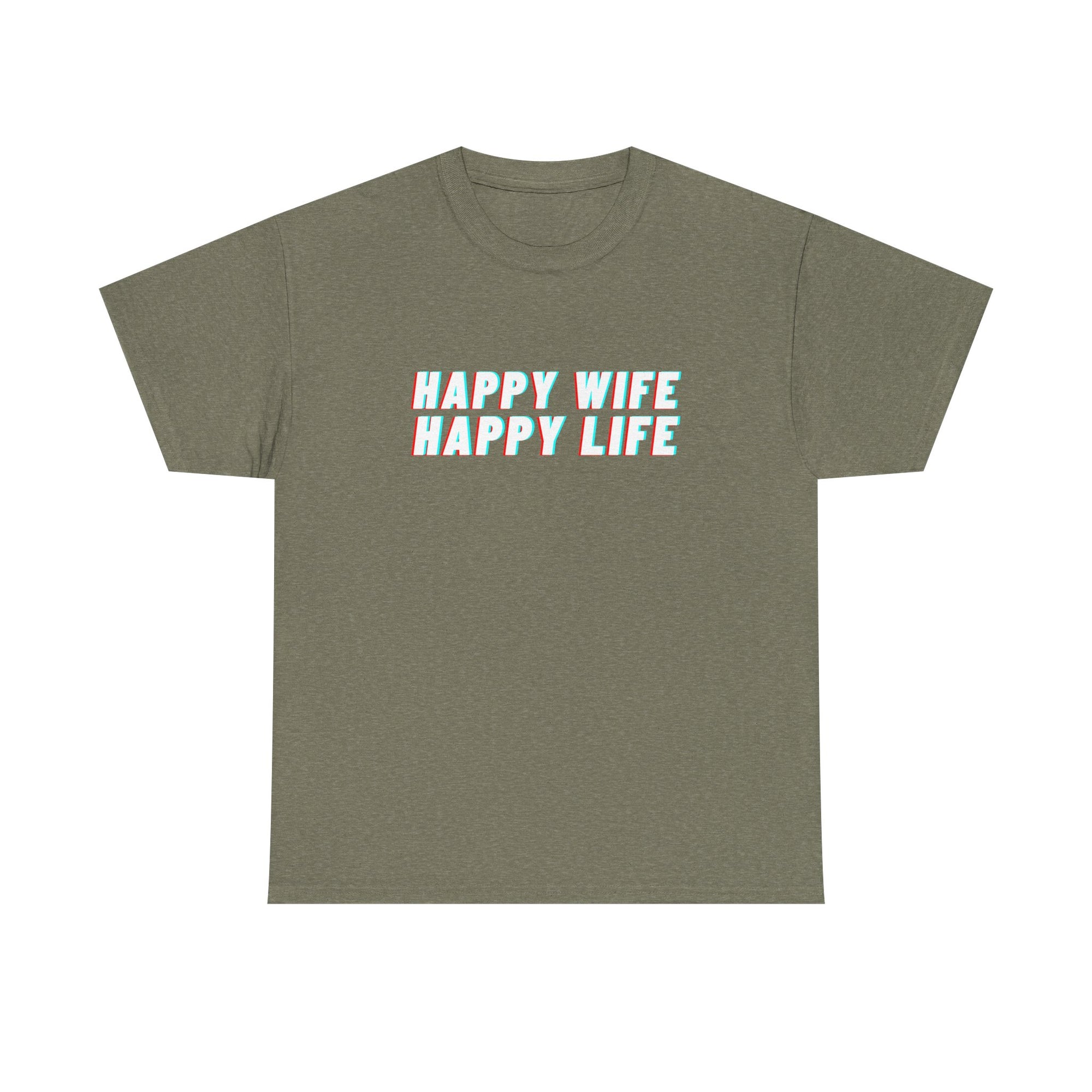 Unisex Heavy Cotton Tee - Creative Tshirt - Happy wife happy life