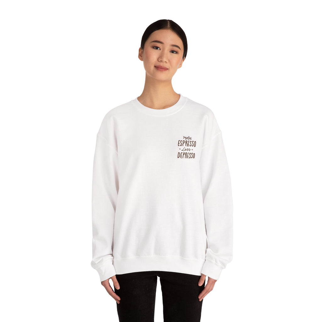 Unisex Heavy Blend™ Crewneck Sweatshirt - Quote - More espresso less depresso