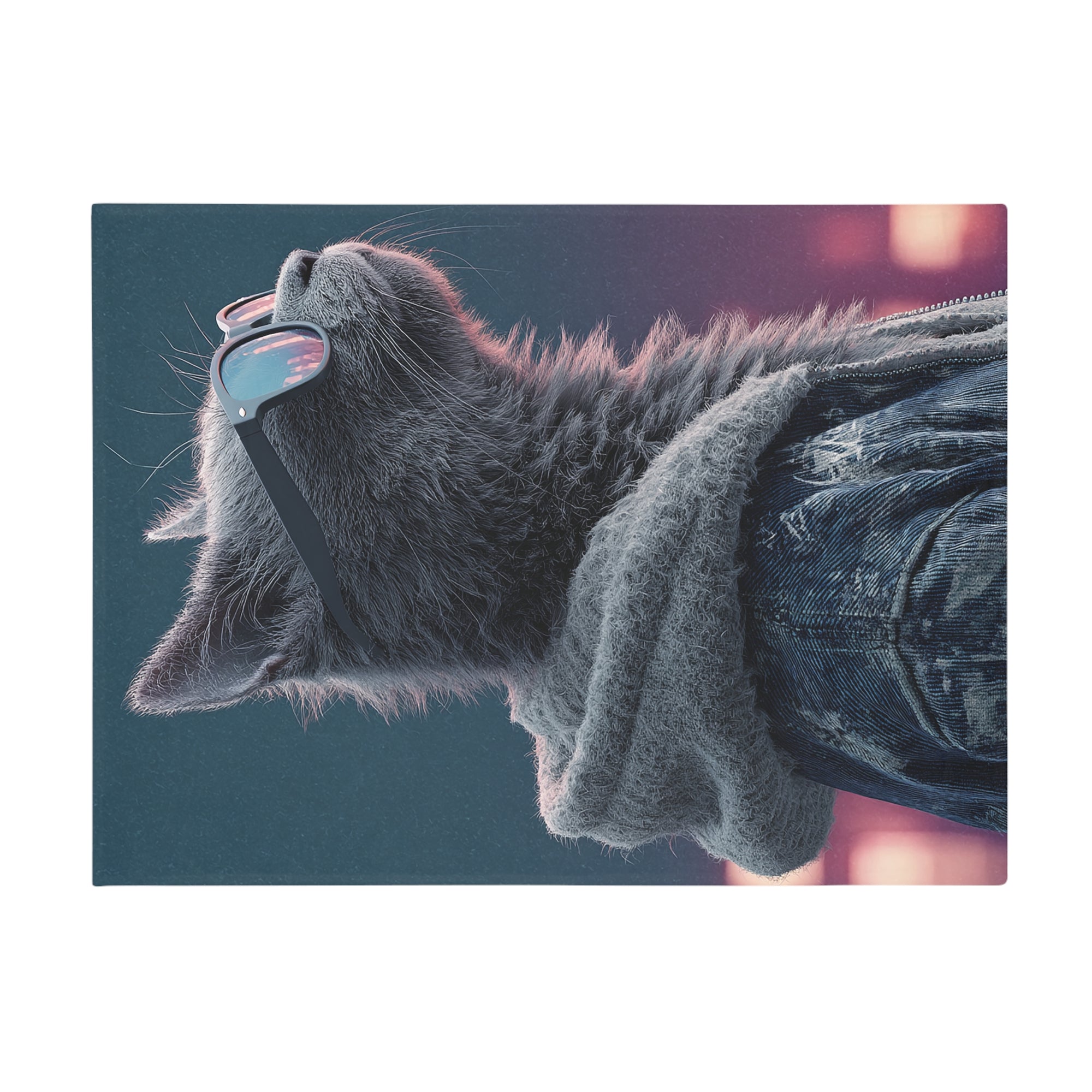 Cool Cat Fleece Blanket - Cozy Cat Lover Gift, Cat-Themed Home Decor, Stylish Pet Blankets, Quirky Gift for Cat Owners - Gcat - 0004