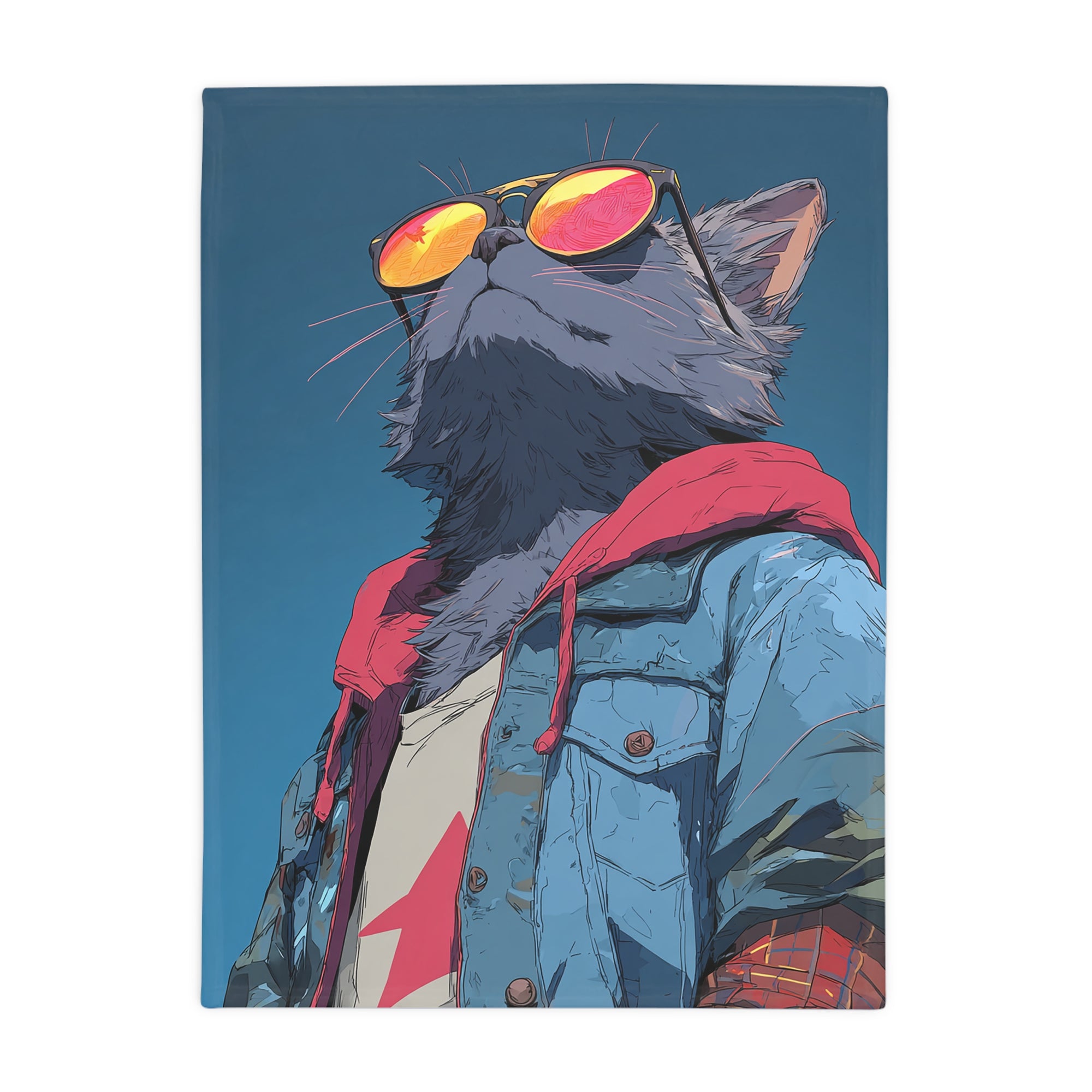 Cool Cat Fleece Blanket - Cozy Cat Lover Gift, Cat-Themed Home Decor, Stylish Pet Blankets, Quirky Gift for Cat Owners - Gcat - 0006