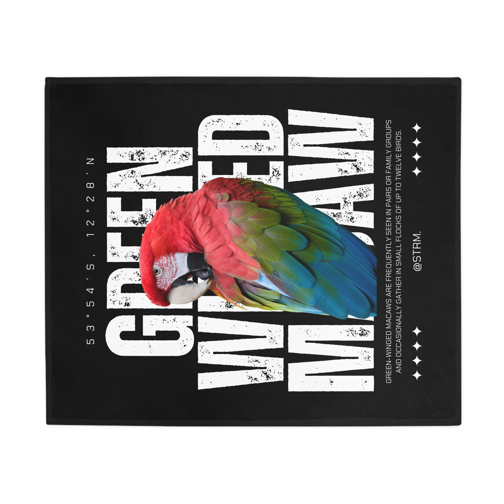Green Wing Macaw Fleece Blanket, Cozy Throw, Bird Lover Gift, Mellow Decor, Wildlife Lovers Blanket, Colorful Home Accent
