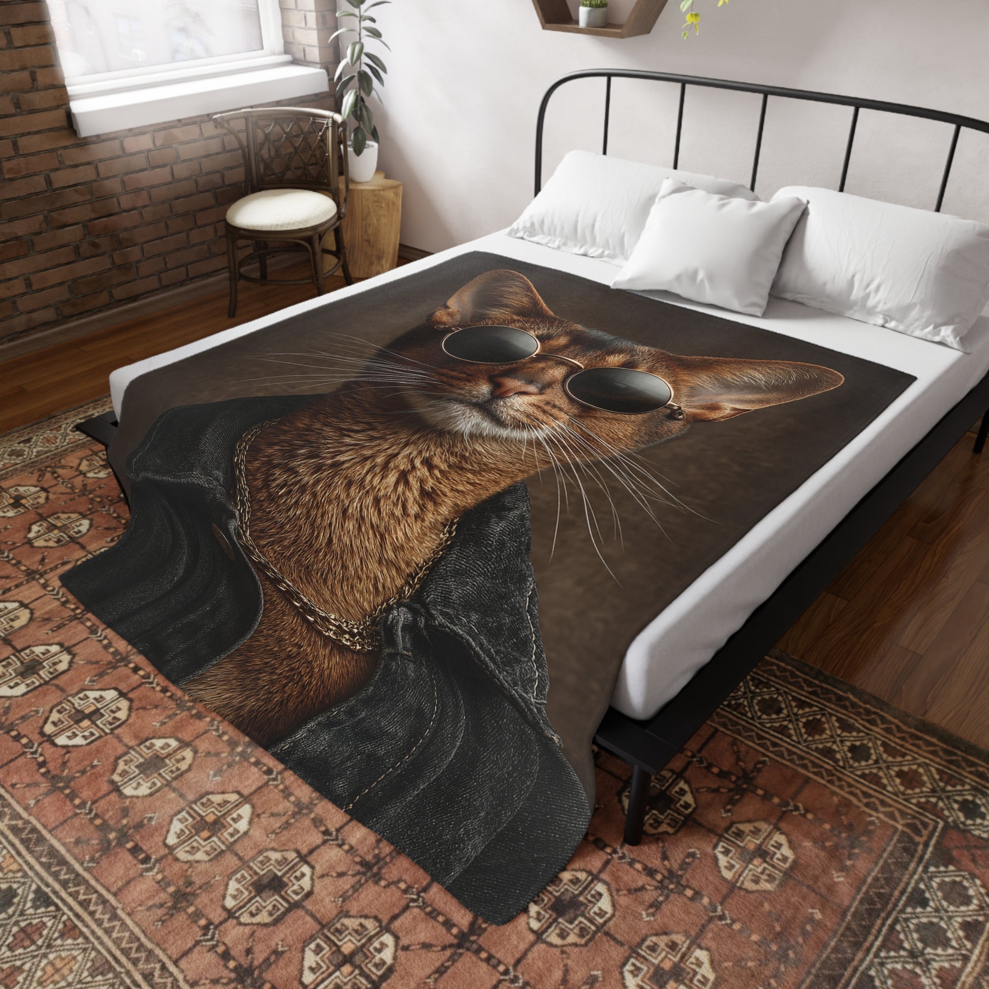 Cool Cat Fleece Blanket - Cozy Cat Lover Gift, Cat-Themed Home Decor, Stylish Pet Blankets, Quirky Gift for Cat Owners - Gcat - 0009
