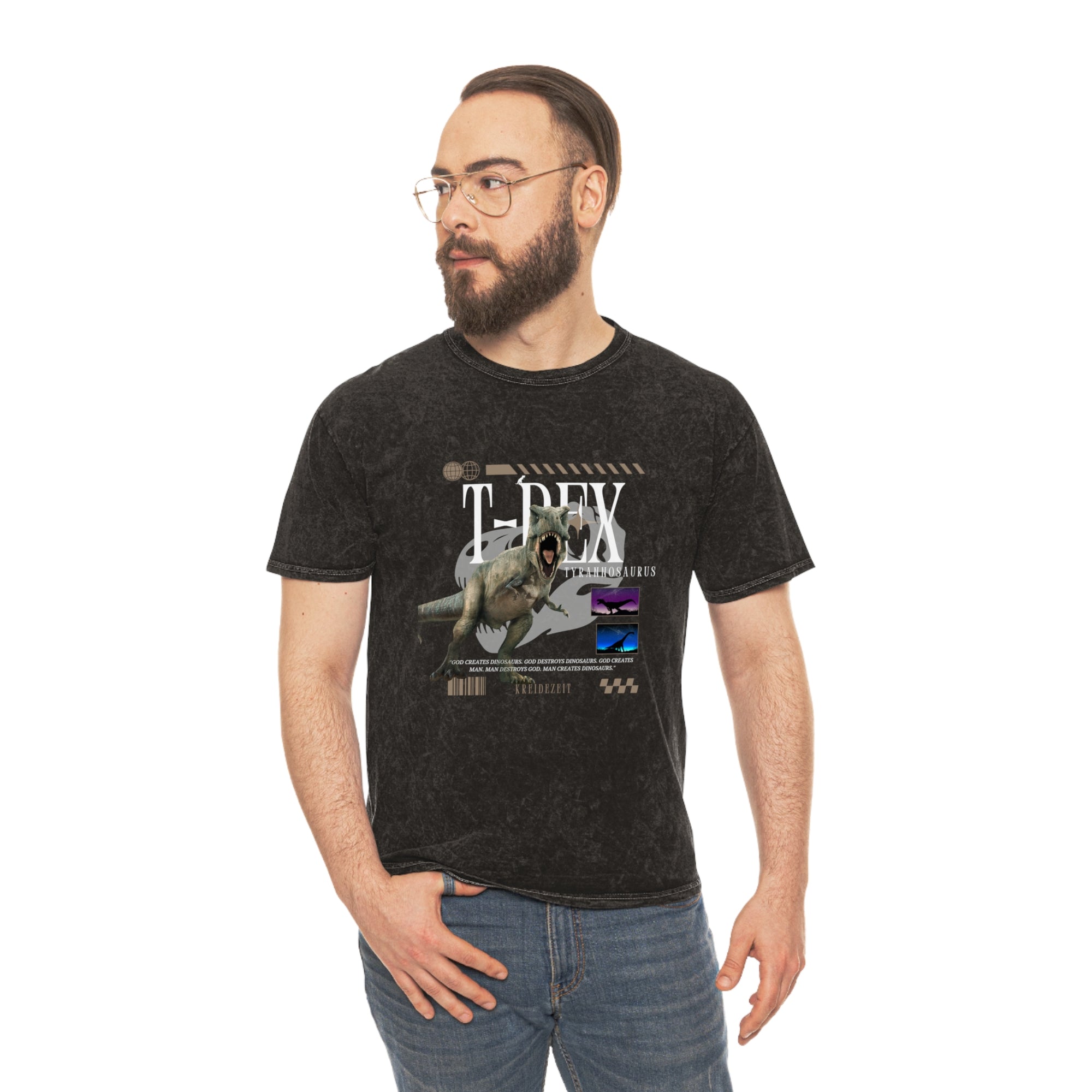 Unisex Mineral Wash Tee - Dinosaur Tee, T-Rex Shirt, Vintage Style T-Shirt