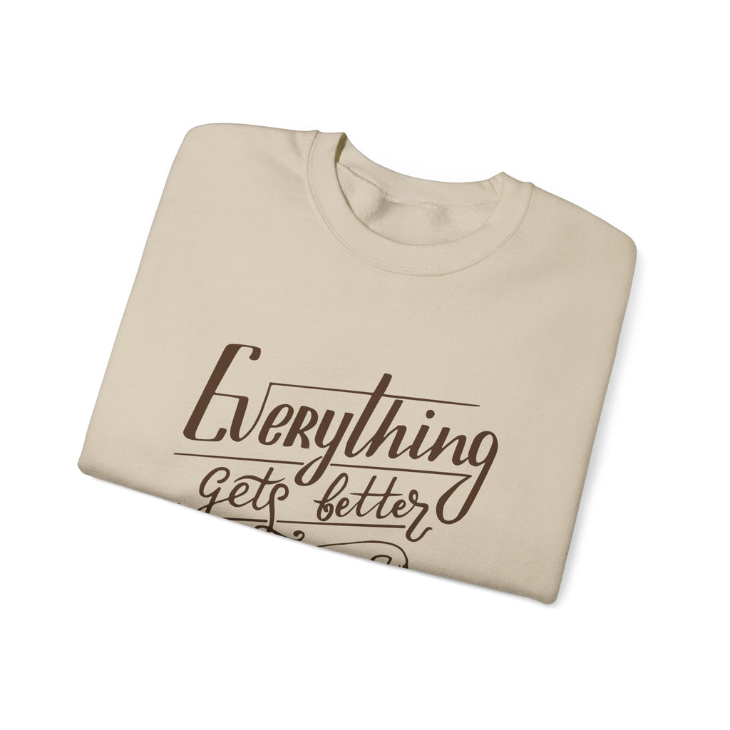 Unisex Heavy Blend™ Crewneck Sweatshirt - Quote - Everything gets better with coffee