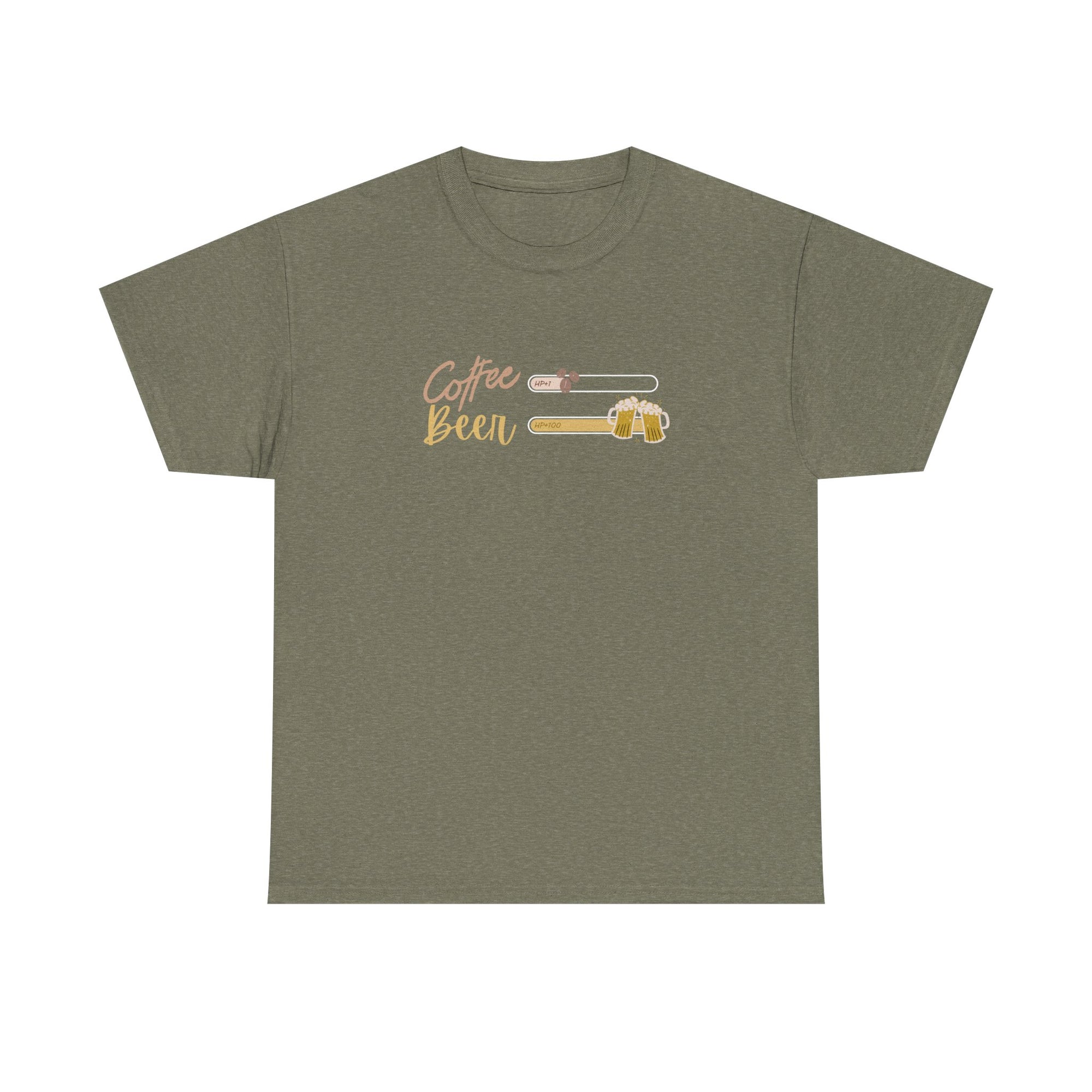 Unisex Heavy Cotton Tee - Creative Tshirt - coffee +1 beer+100