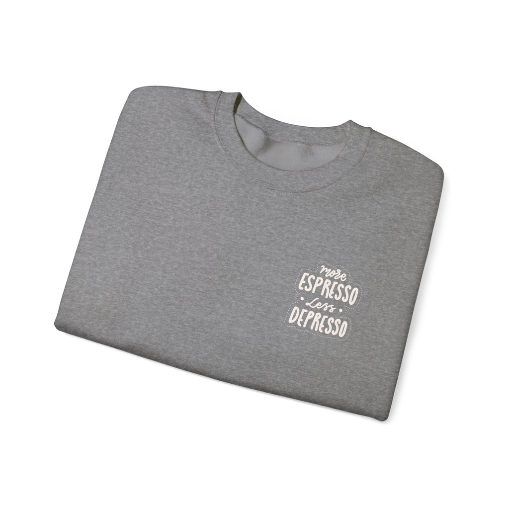 Unisex Heavy Blend™ Crewneck Sweatshirt - Quote - More espresso less depresso