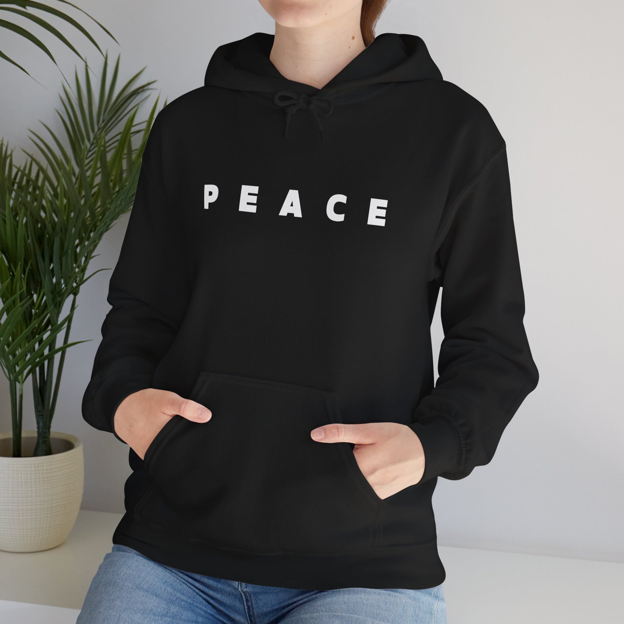 Peace Hoodie, Unisex Heavy Blend™ Fleece Pullover Sweatshirt, Positive Graphic Hooded Hoodie, Cozy Gift for Him or Her