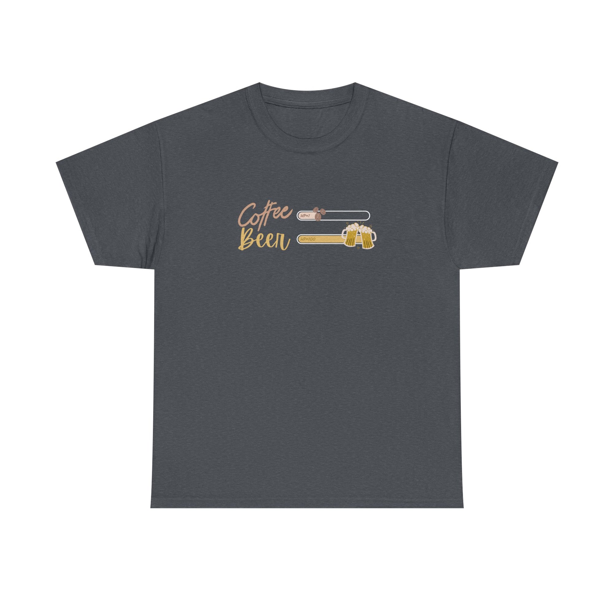 Unisex Heavy Cotton Tee - Creative Tshirt - coffee +1 beer+100