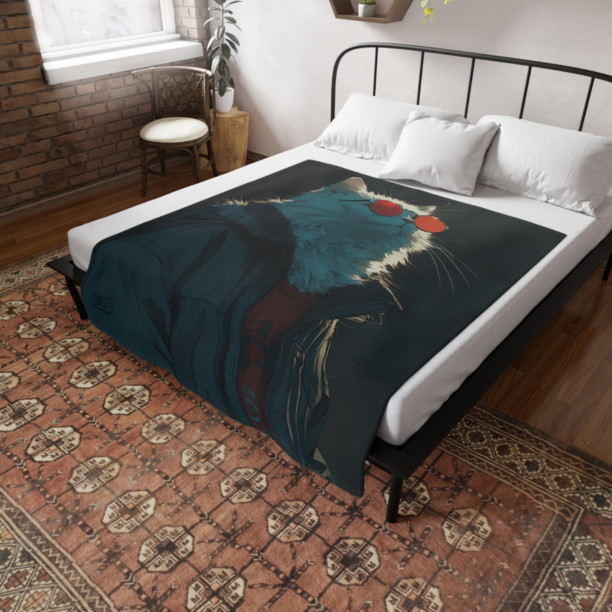 Cool Cat Fleece Blanket - Cozy Cat Lover Gift, Cat-Themed Home Decor, Stylish Pet Blankets, Quirky Gift for Cat Owners - Gcat - 0003