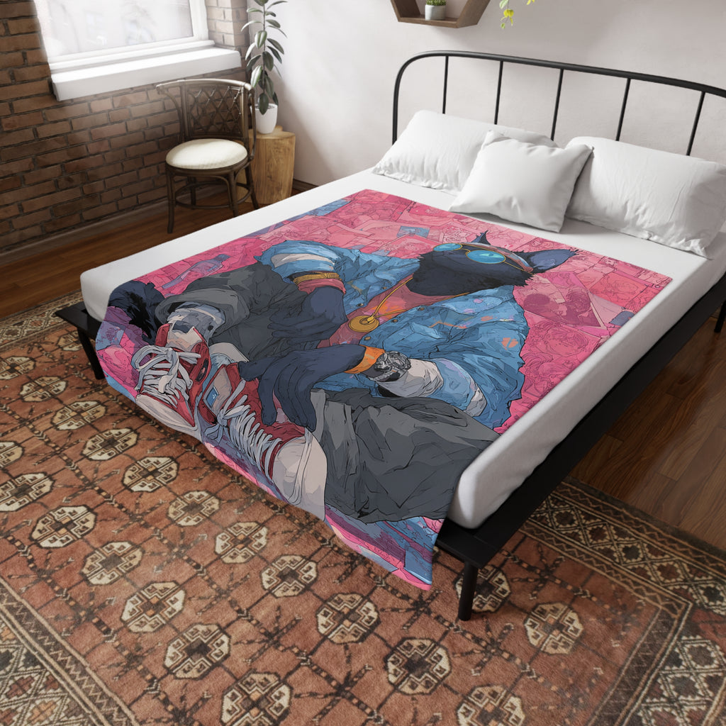 Cool Cat Fleece Blanket - Cozy Cat Lover Gift, Cat-Themed Home Decor, Stylish Pet Blankets, Quirky Gift for Cat Owners - Gcat - 0008