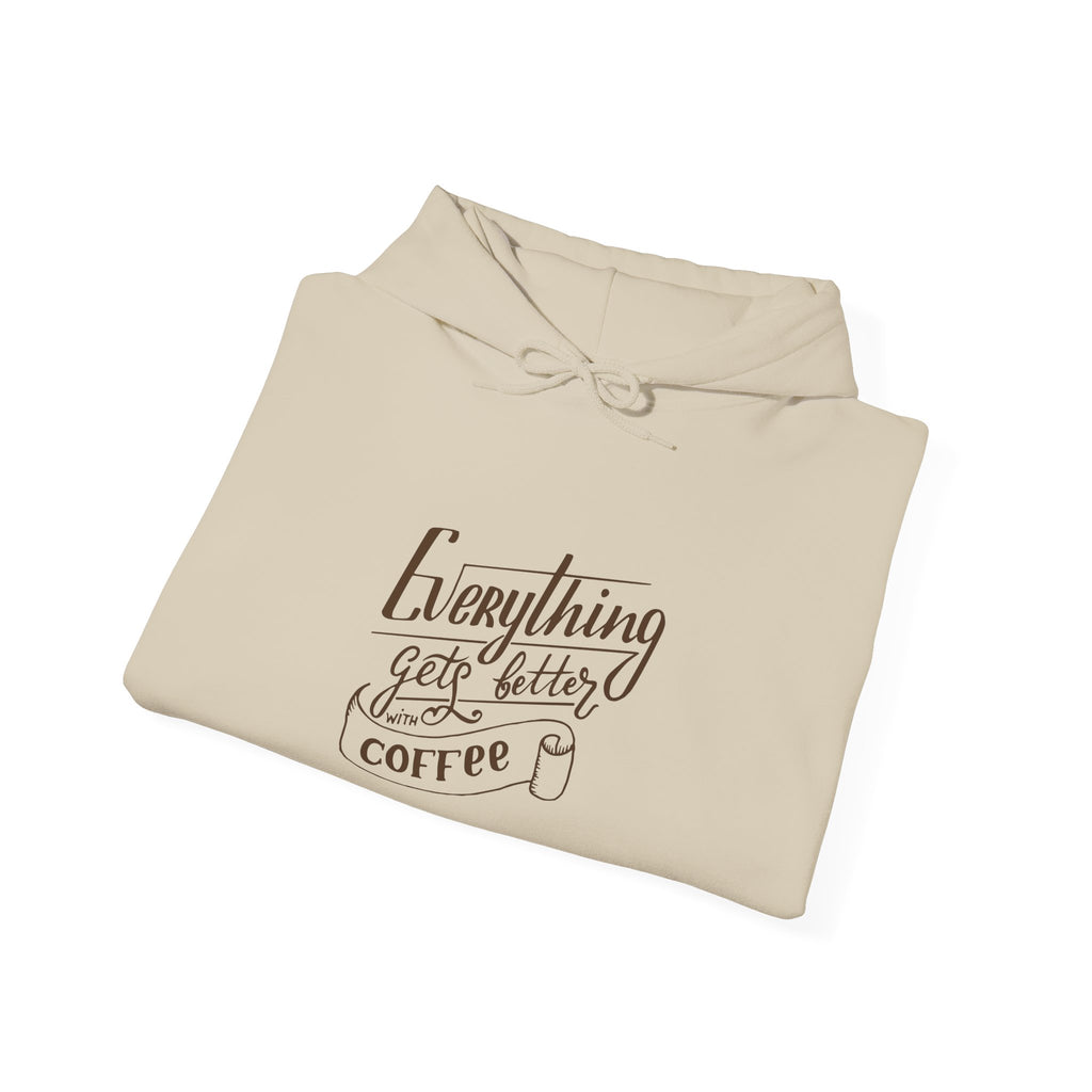 Unisex Heavy Blend™ Hooded Sweatshirt - Quote - Everything gets better with coffee
