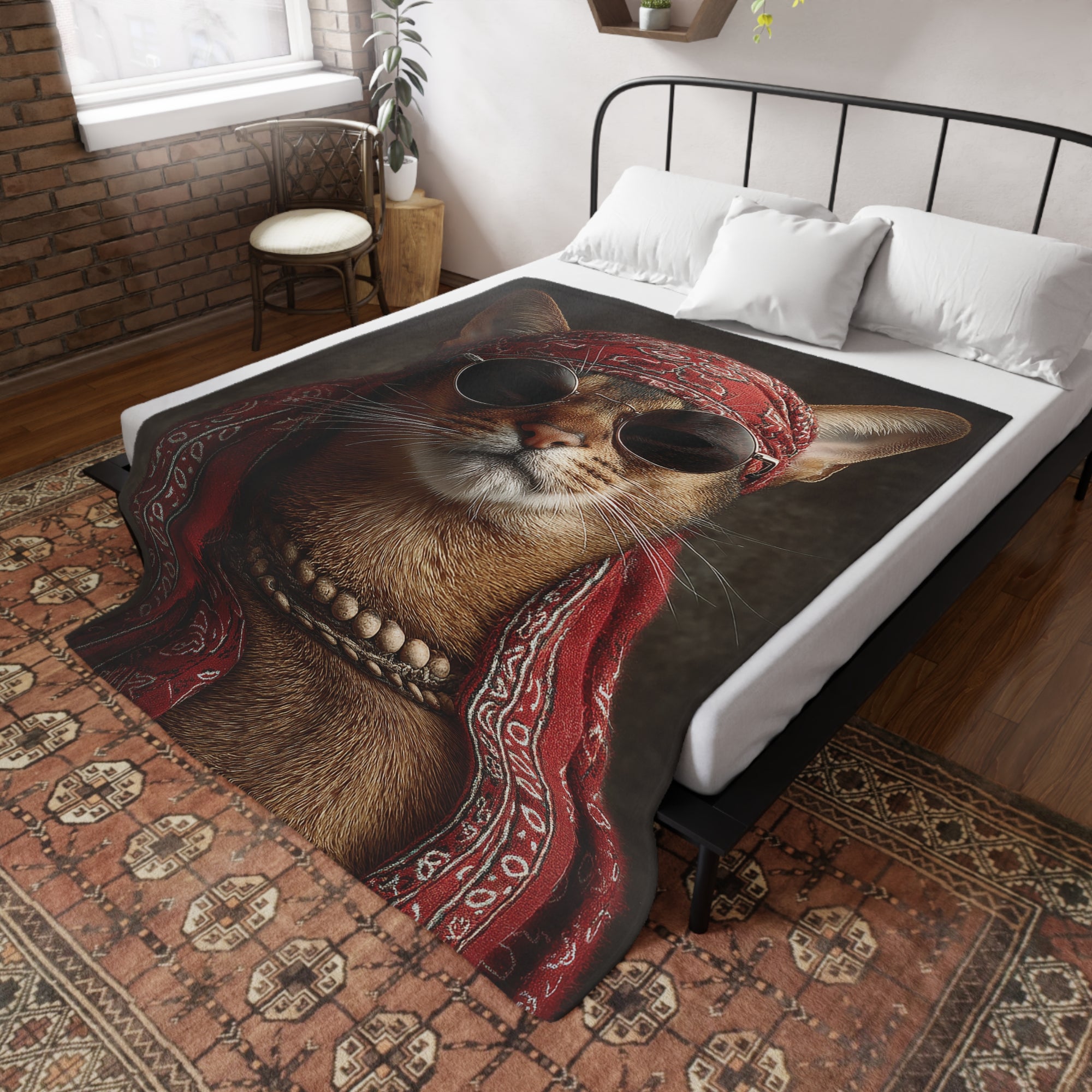 Cool Cat Fleece Blanket - Cozy Cat Lover Gift, Cat-Themed Home Decor, Stylish Pet Blankets, Quirky Gift for Cat Owners - Gcat - 0010