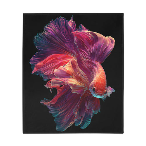 Betta Fish Fleece Blanket, Cozy Throw, Fish Lover Gift, Mellow Decor, Wildlife Lovers Blanket, Colorful Home Accent - 02