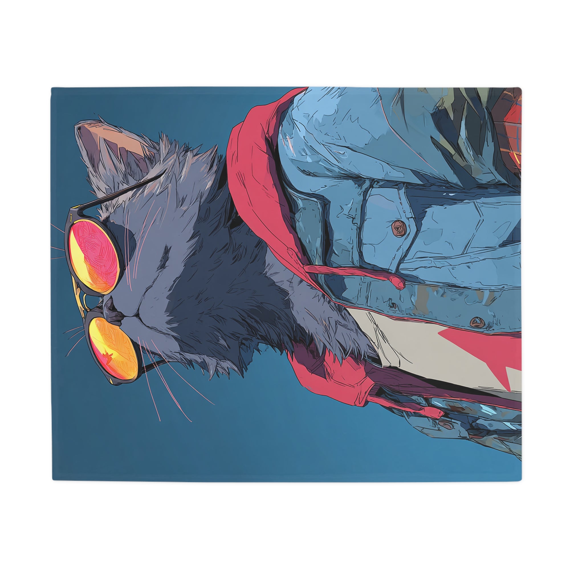 Cool Cat Fleece Blanket - Cozy Cat Lover Gift, Cat-Themed Home Decor, Stylish Pet Blankets, Quirky Gift for Cat Owners - Gcat - 0006
