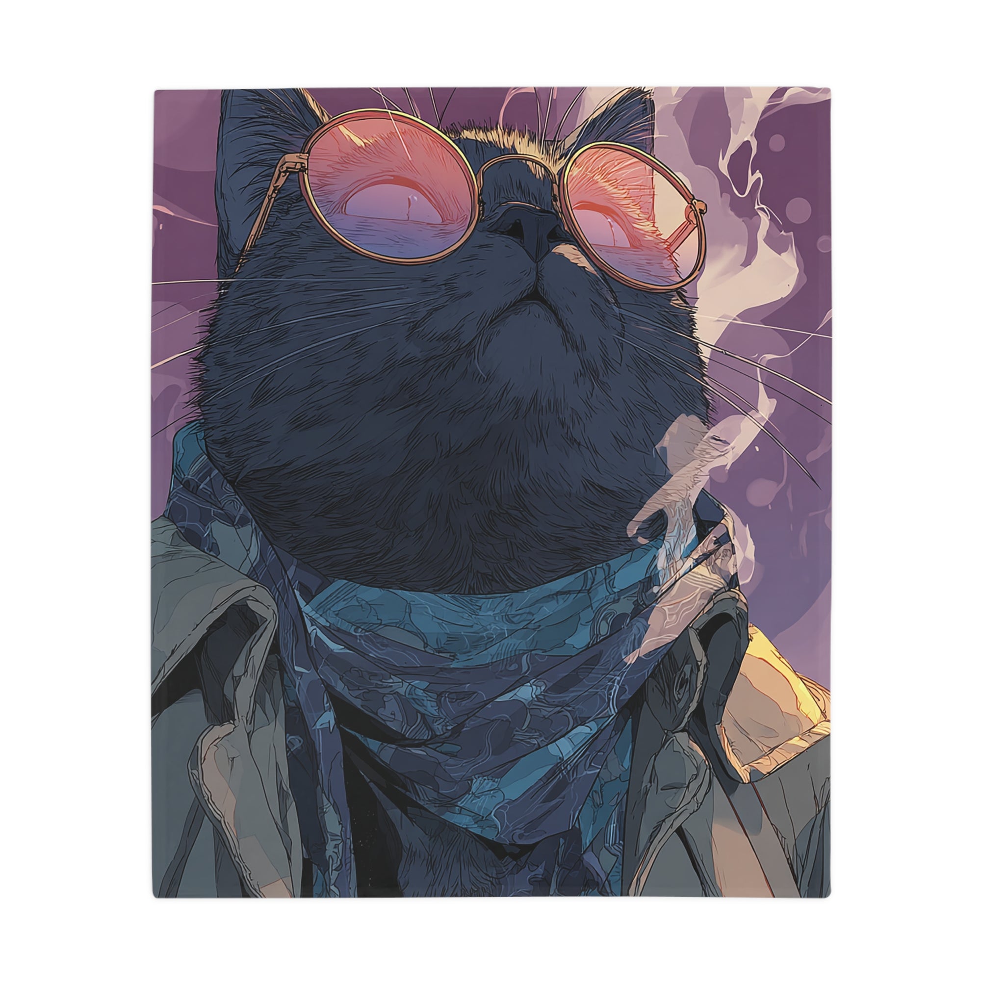 Cool Cat Fleece Blanket - Cozy Cat Lover Gift, Cat-Themed Home Decor, Stylish Pet Blankets, Quirky Gift for Cat Owners - Gcat - 0001