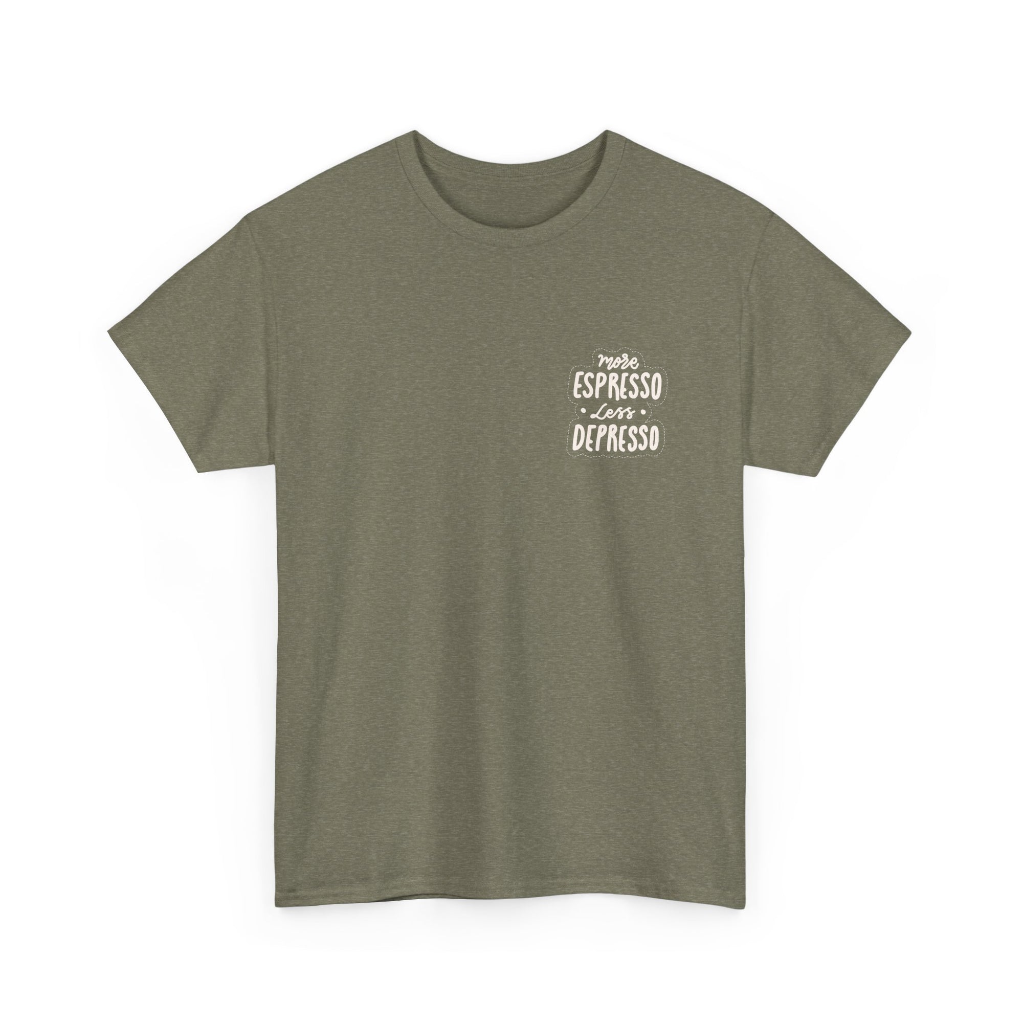 Unisex Heavy Cotton Tee - Quotes Tshirt - More espresso less depresso