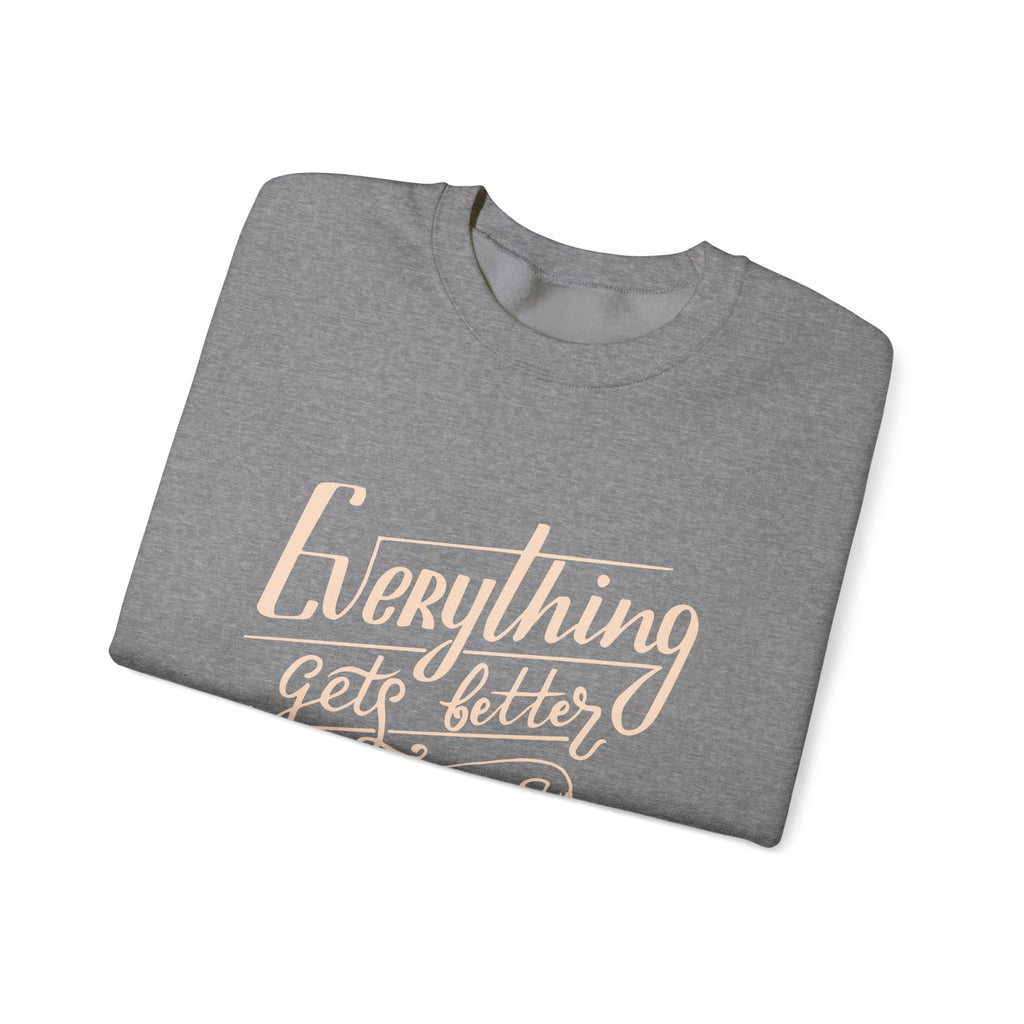 Unisex Heavy Blend™ Crewneck Sweatshirt - Quote - Everything gets better with coffee
