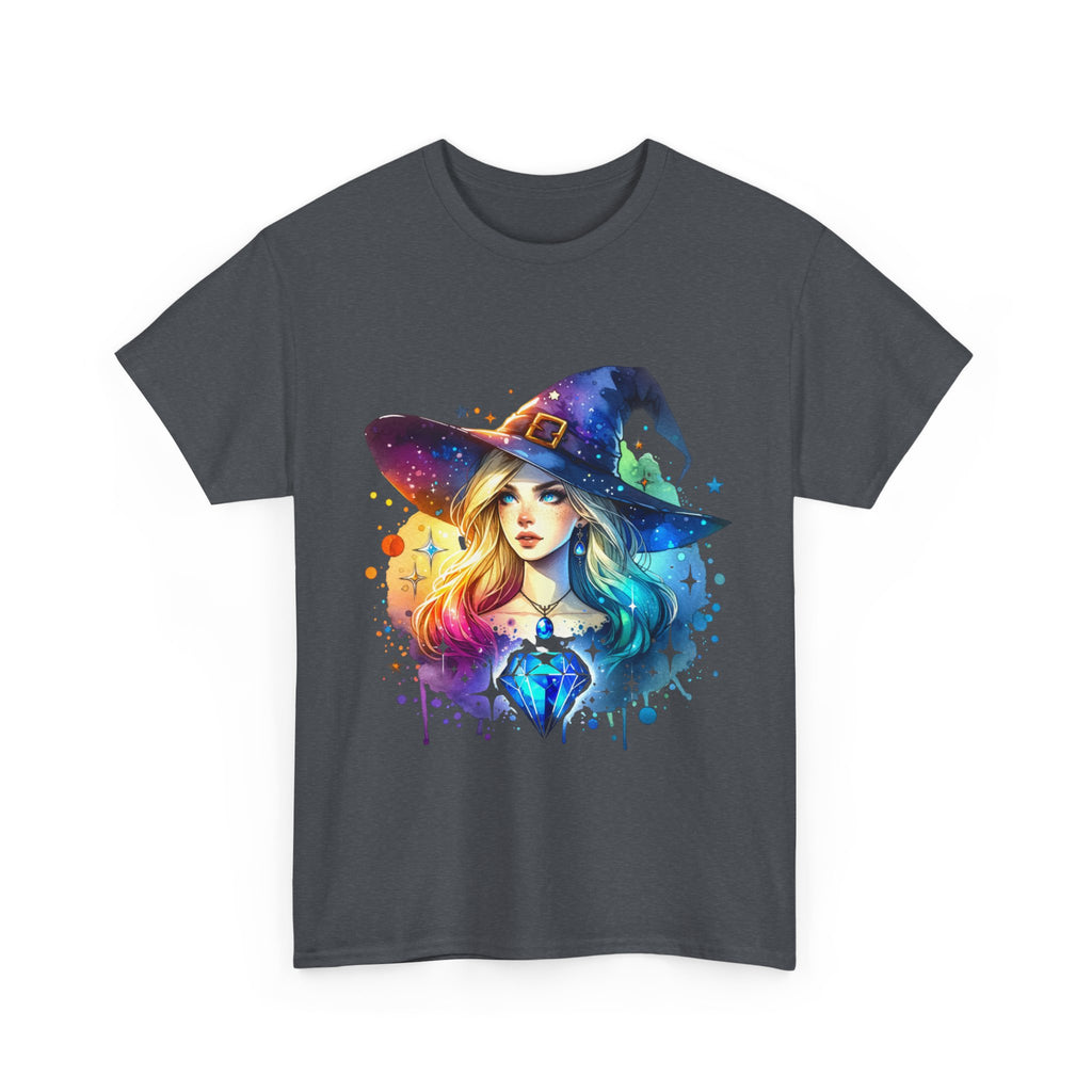 Halloween Unisex Heavy Cotton Tee - rainbow witch