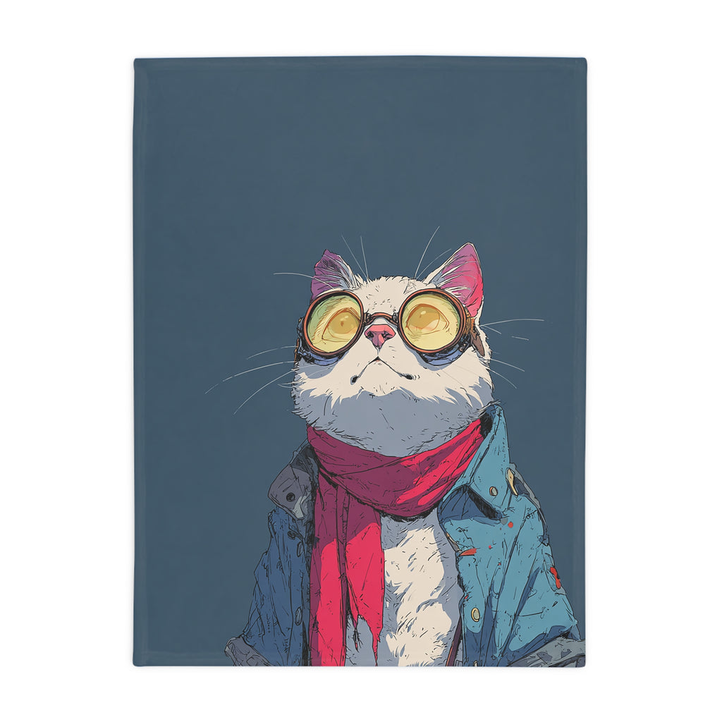 Cool Cat Fleece Blanket - Cozy Cat Lover Gift, Cat-Themed Home Decor, Stylish Pet Blankets, Quirky Gift for Cat Owners - Gcat - 0007