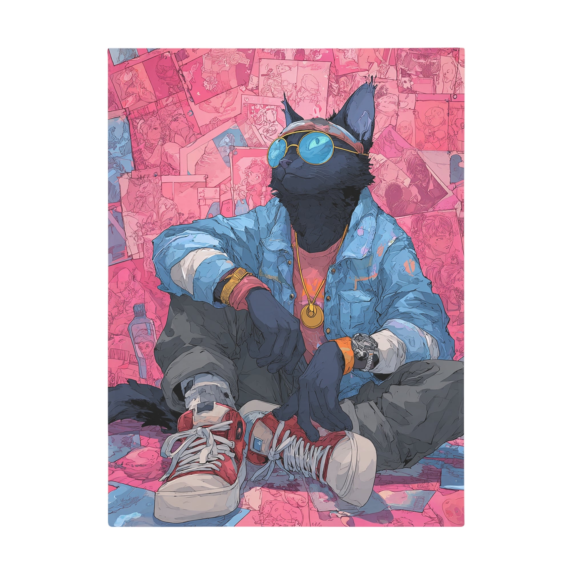 Cool Cat Fleece Blanket - Cozy Cat Lover Gift, Cat-Themed Home Decor, Stylish Pet Blankets, Quirky Gift for Cat Owners - Gcat - 0008