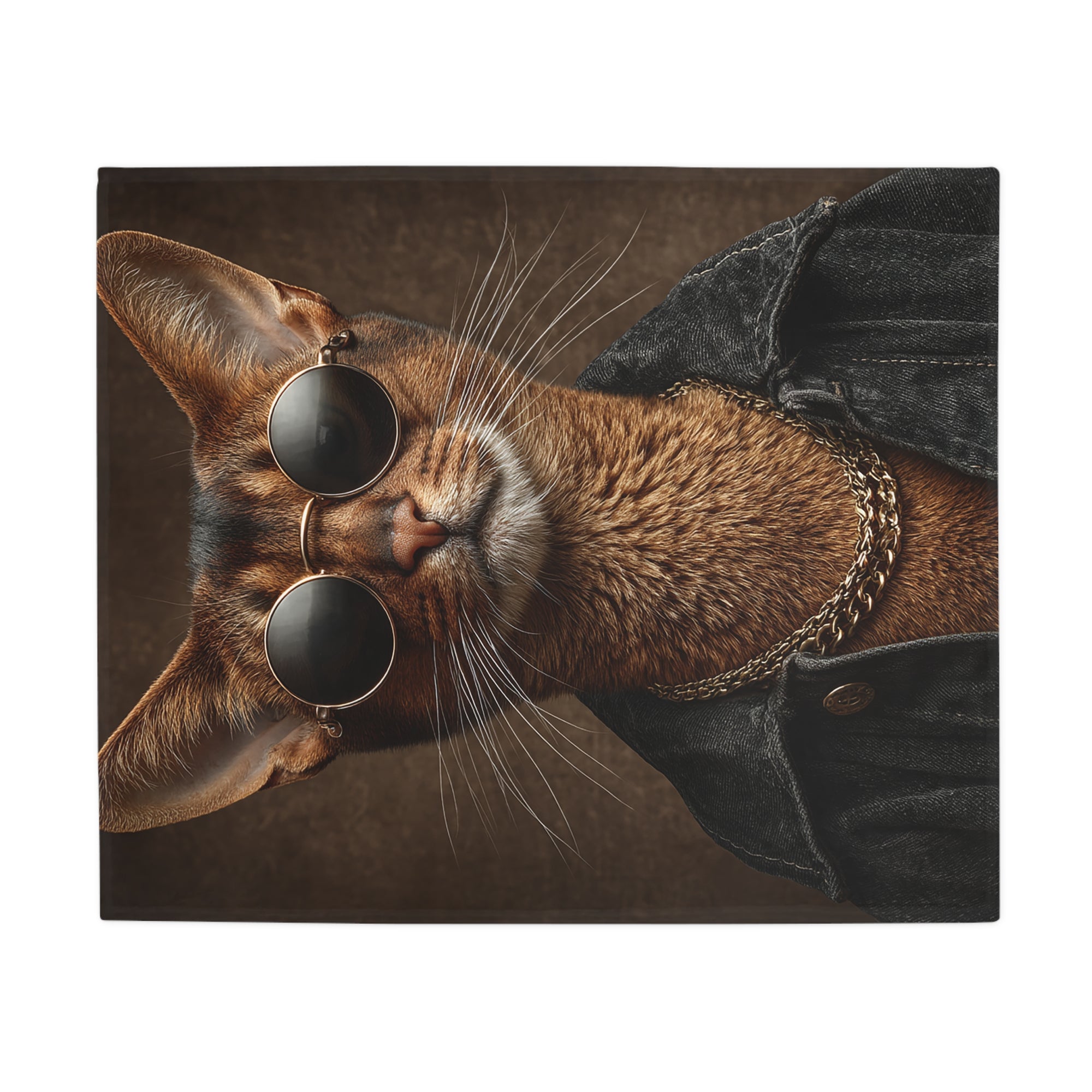 Cool Cat Fleece Blanket - Cozy Cat Lover Gift, Cat-Themed Home Decor, Stylish Pet Blankets, Quirky Gift for Cat Owners - Gcat - 0009