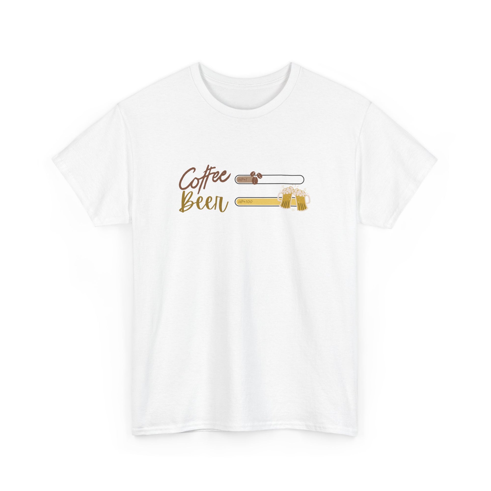 Unisex Heavy Cotton Tee - Creative Tshirt - coffee +1 beer+100