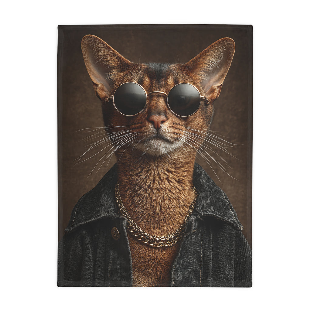 Cool Cat Fleece Blanket - Cozy Cat Lover Gift, Cat-Themed Home Decor, Stylish Pet Blankets, Quirky Gift for Cat Owners - Gcat - 0009