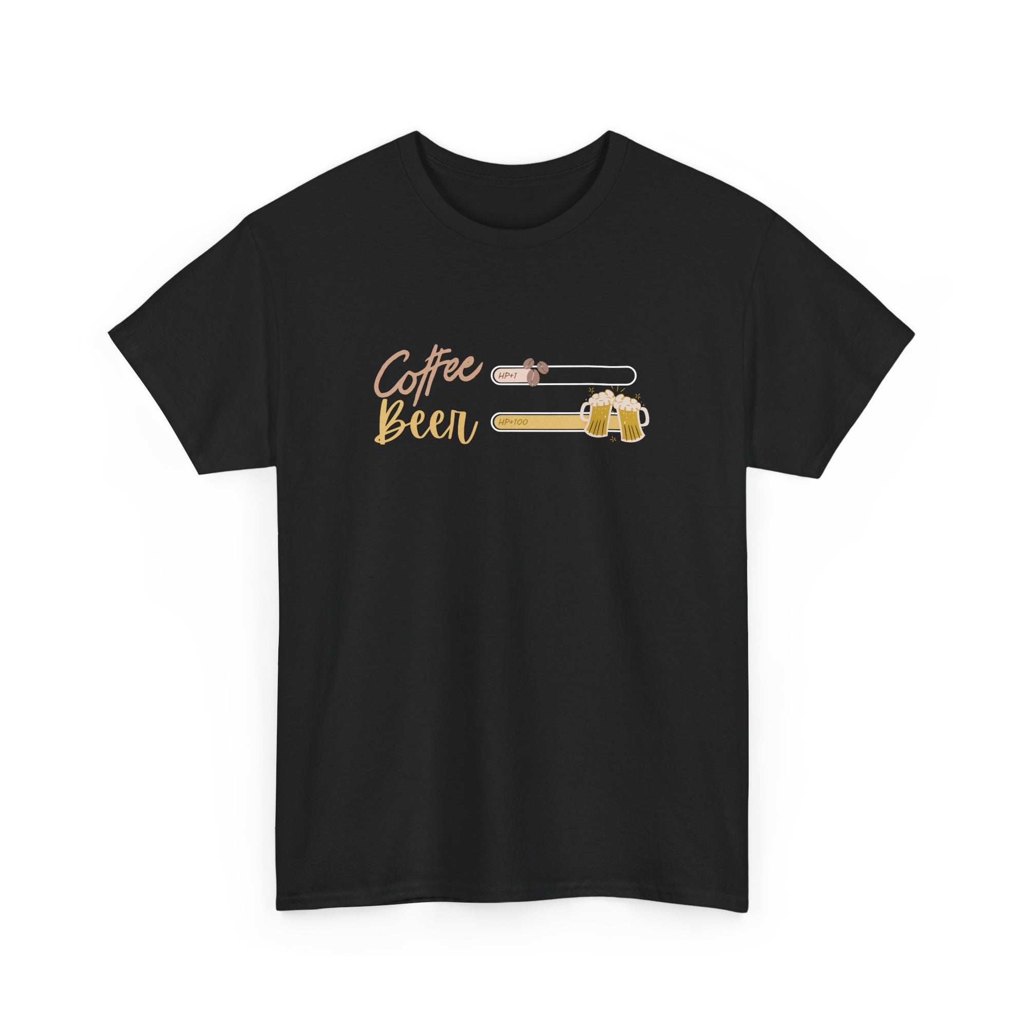 Unisex Heavy Cotton Tee - Creative Tshirt - coffee +1 beer+100