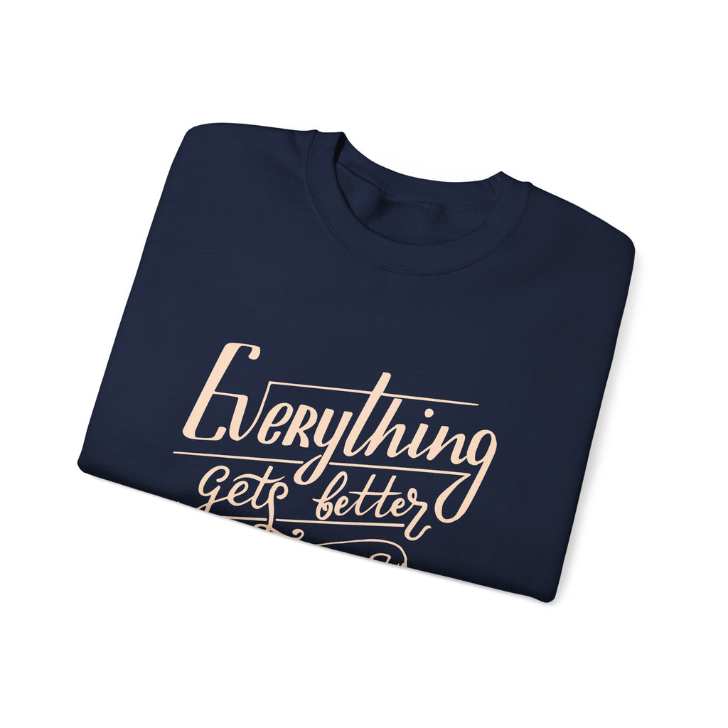 Unisex Heavy Blend™ Crewneck Sweatshirt - Quote - Everything gets better with coffee