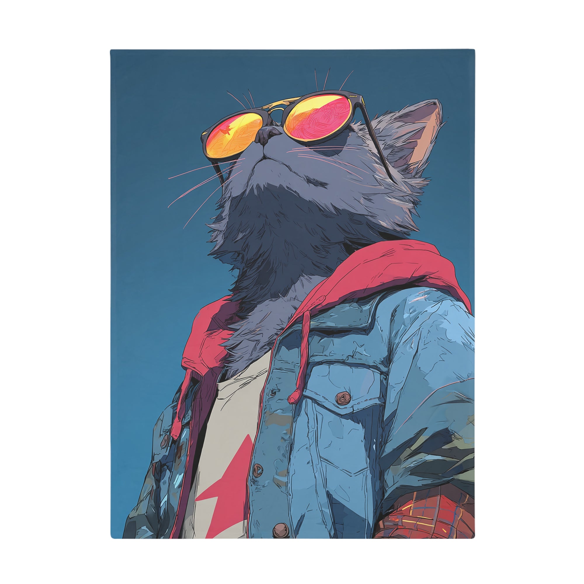 Cool Cat Fleece Blanket - Cozy Cat Lover Gift, Cat-Themed Home Decor, Stylish Pet Blankets, Quirky Gift for Cat Owners - Gcat - 0006