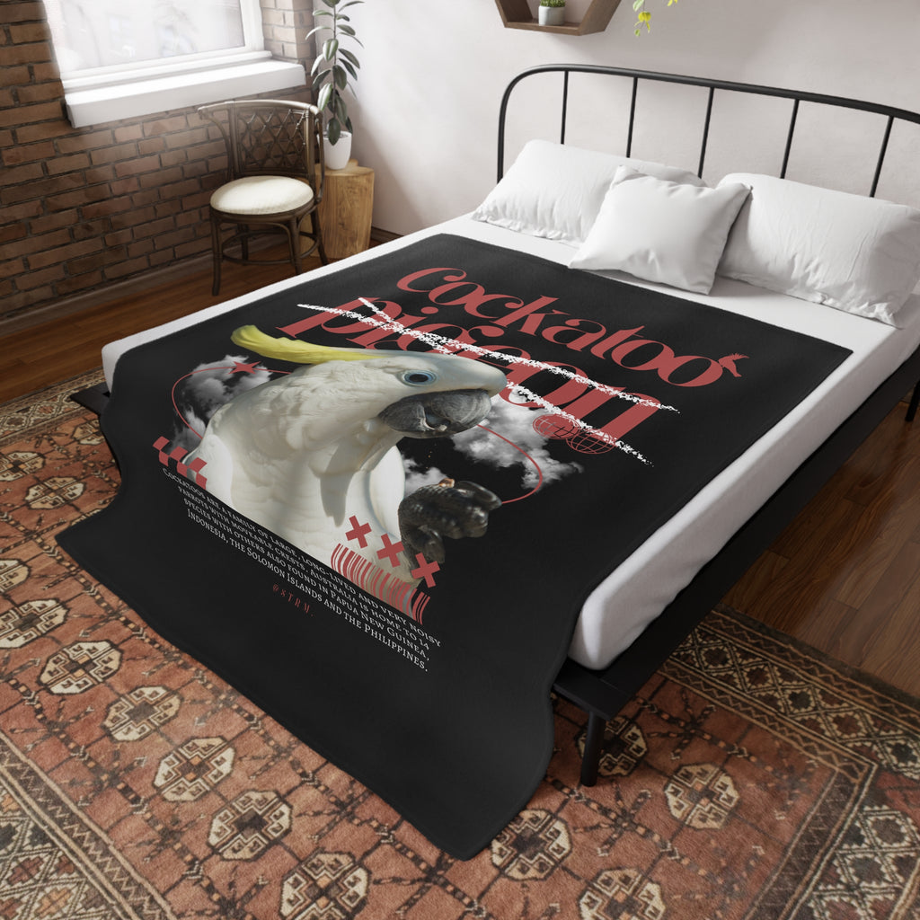 Cockatoo Fleece Blanket, Cozy Throw, Bird Lover Gift, Mellow Decor, Wildlife Lovers Blanket, Colorful Home Accent