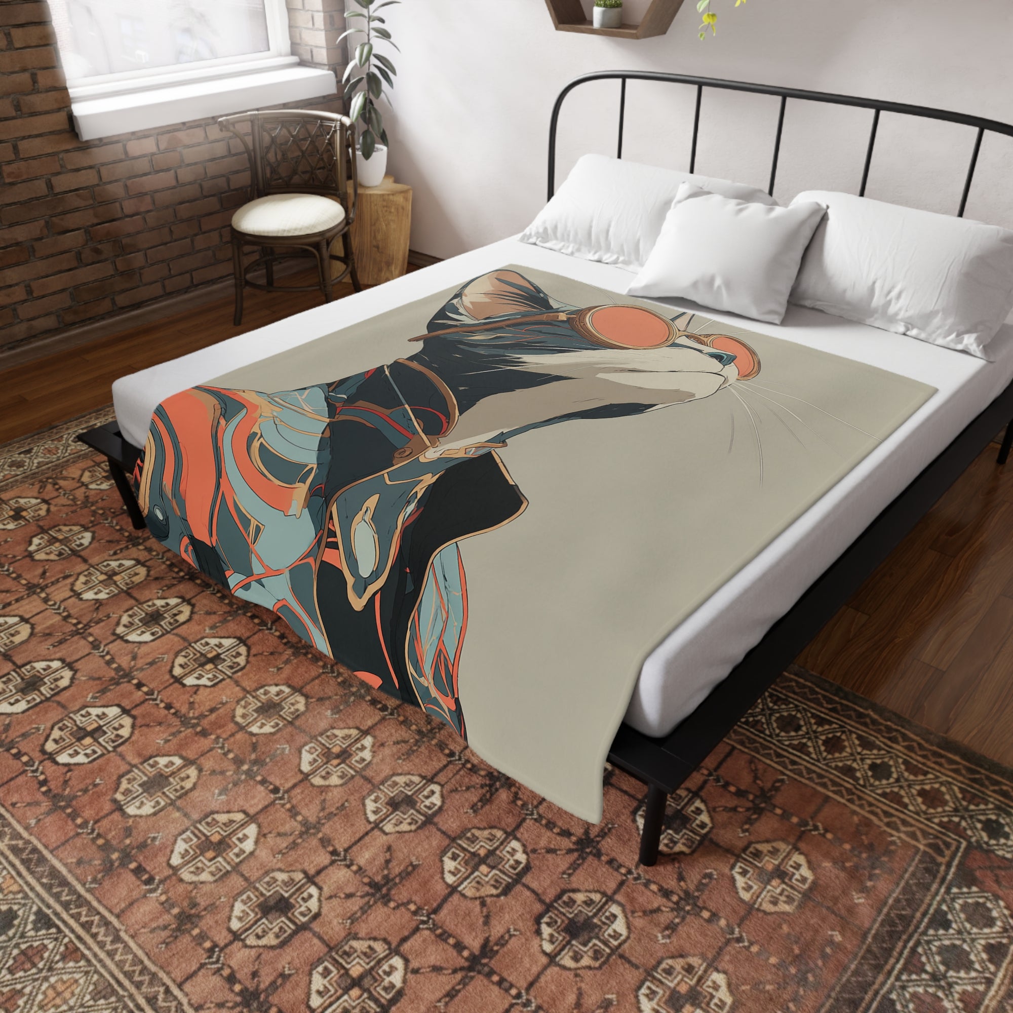 Cool Cat Fleece Blanket - Cozy Cat Lover Gift, Cat-Themed Home Decor, Stylish Pet Blankets, Quirky Gift for Cat Owners - Gcat - 0005