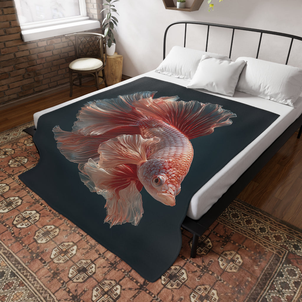 Betta Fish Fleece Blanket, Cozy Throw, Fish Lover Gift, Mellow Decor, Wildlife Lovers Blanket, Colorful Home Accent - 08