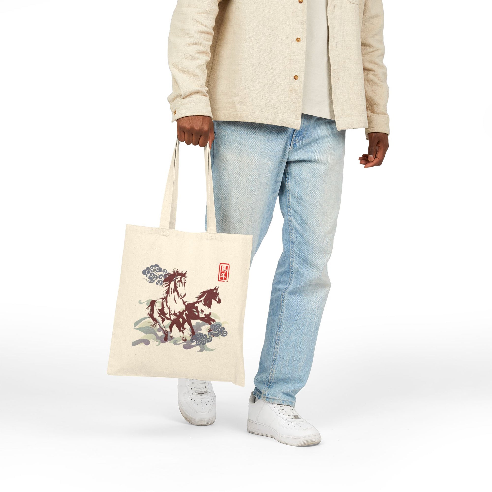 2026 Chinese New Year, Lunar New Year Horse Tote Bag, Asian Ink Painting Canvas Tote, Chinese Art Reusable Shopping Bag, Gift for Her