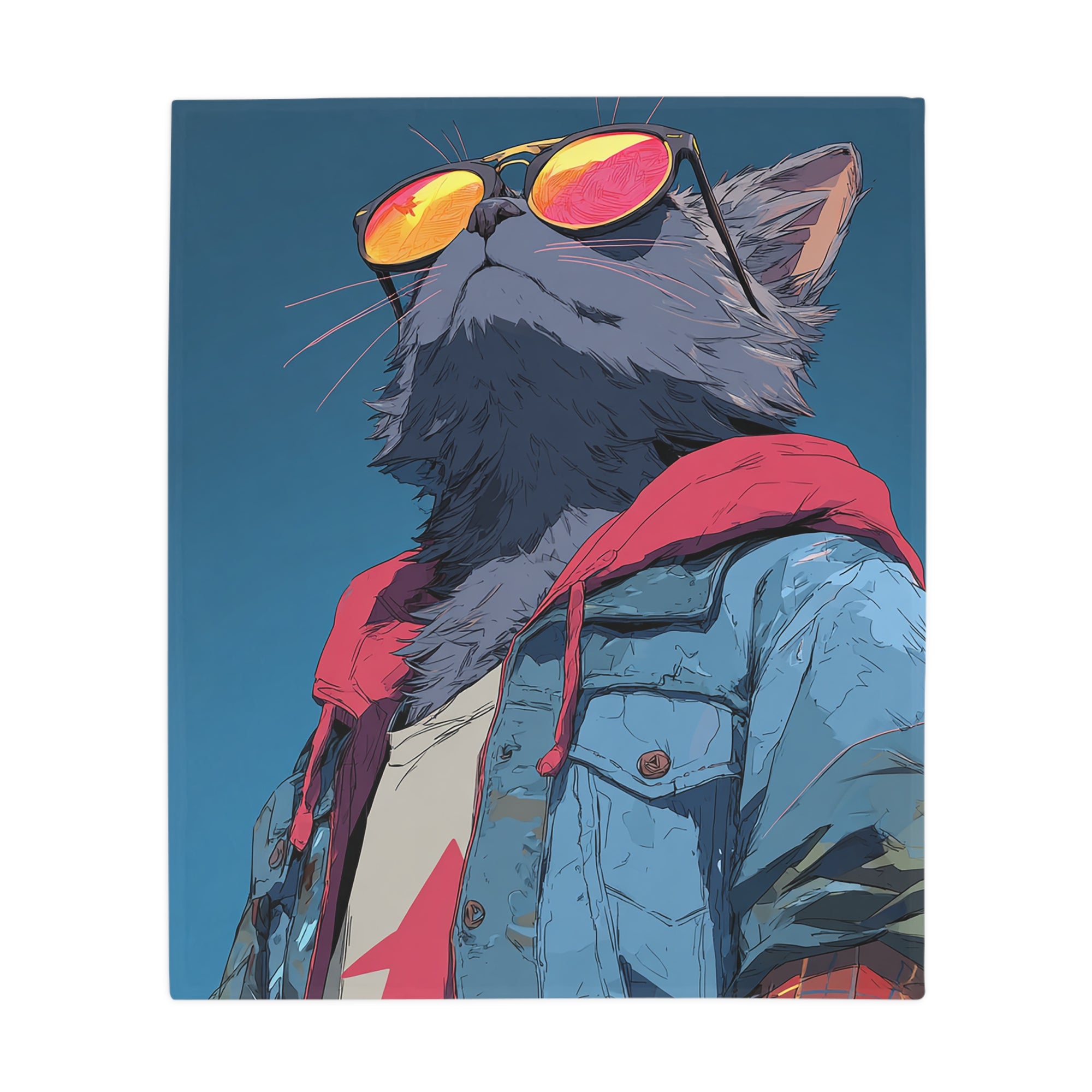 Cool Cat Fleece Blanket - Cozy Cat Lover Gift, Cat-Themed Home Decor, Stylish Pet Blankets, Quirky Gift for Cat Owners - Gcat - 0006