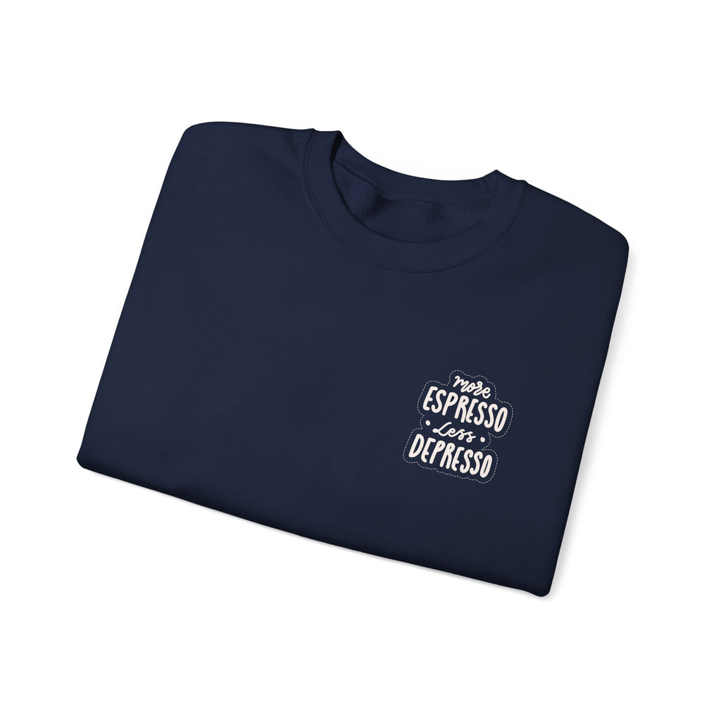 Unisex Heavy Blend™ Crewneck Sweatshirt - Quote - More espresso less depresso