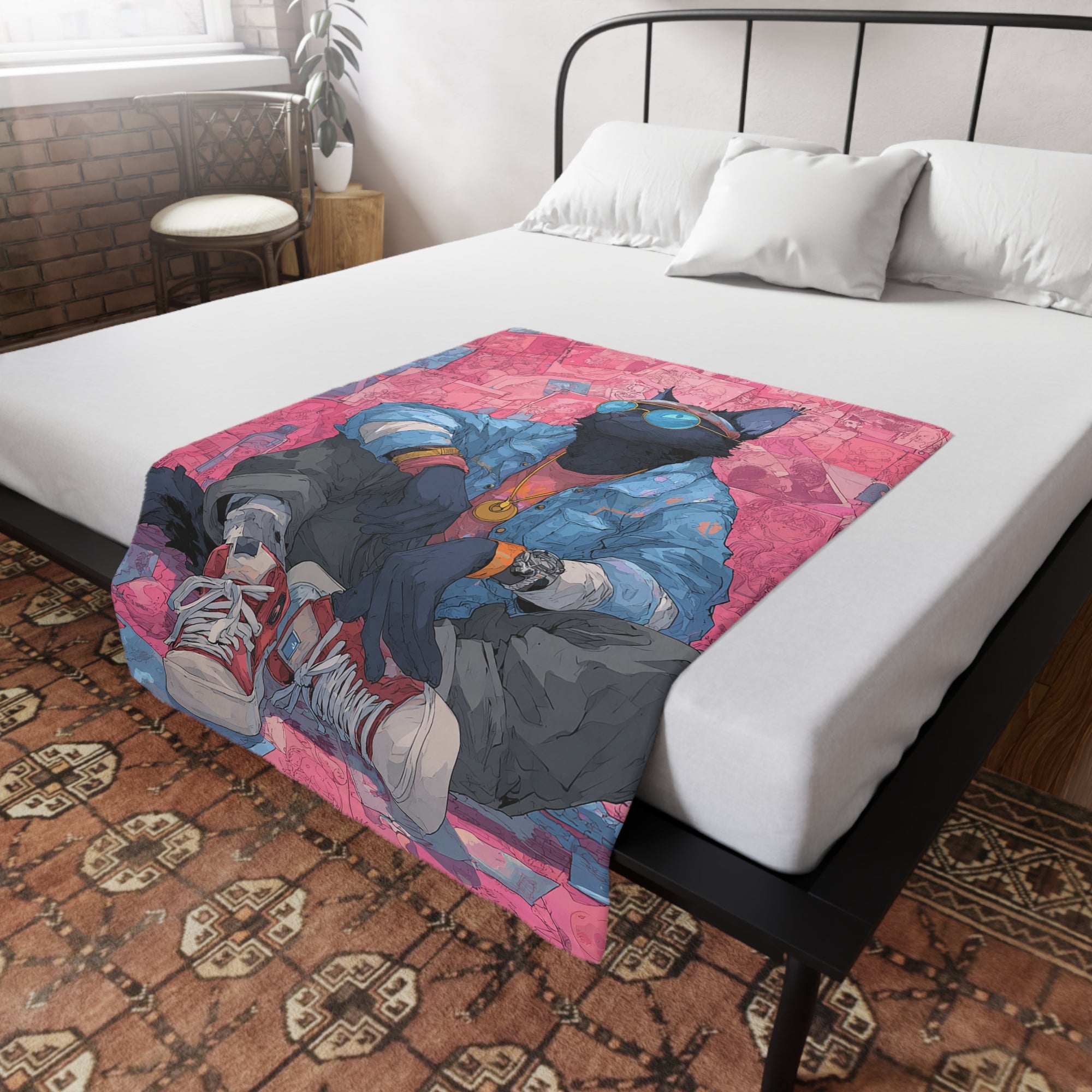 Cool Cat Fleece Blanket - Cozy Cat Lover Gift, Cat-Themed Home Decor, Stylish Pet Blankets, Quirky Gift for Cat Owners - Gcat - 0008