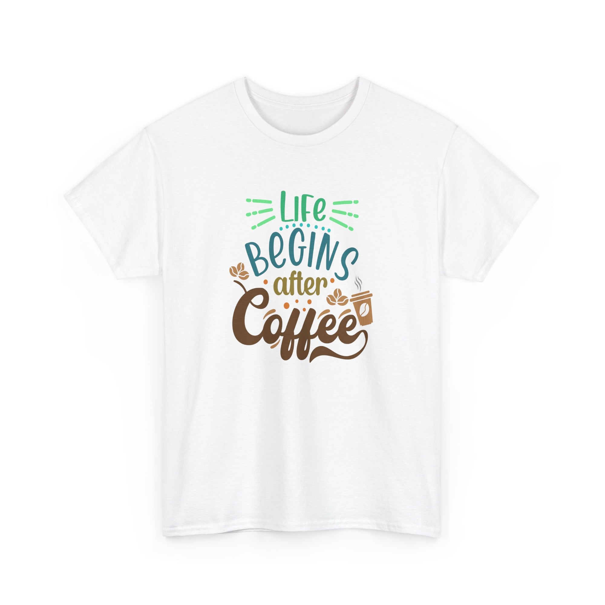 Unisex Heavy Cotton Tee - Quotes Tshirt - Life begins after coffee