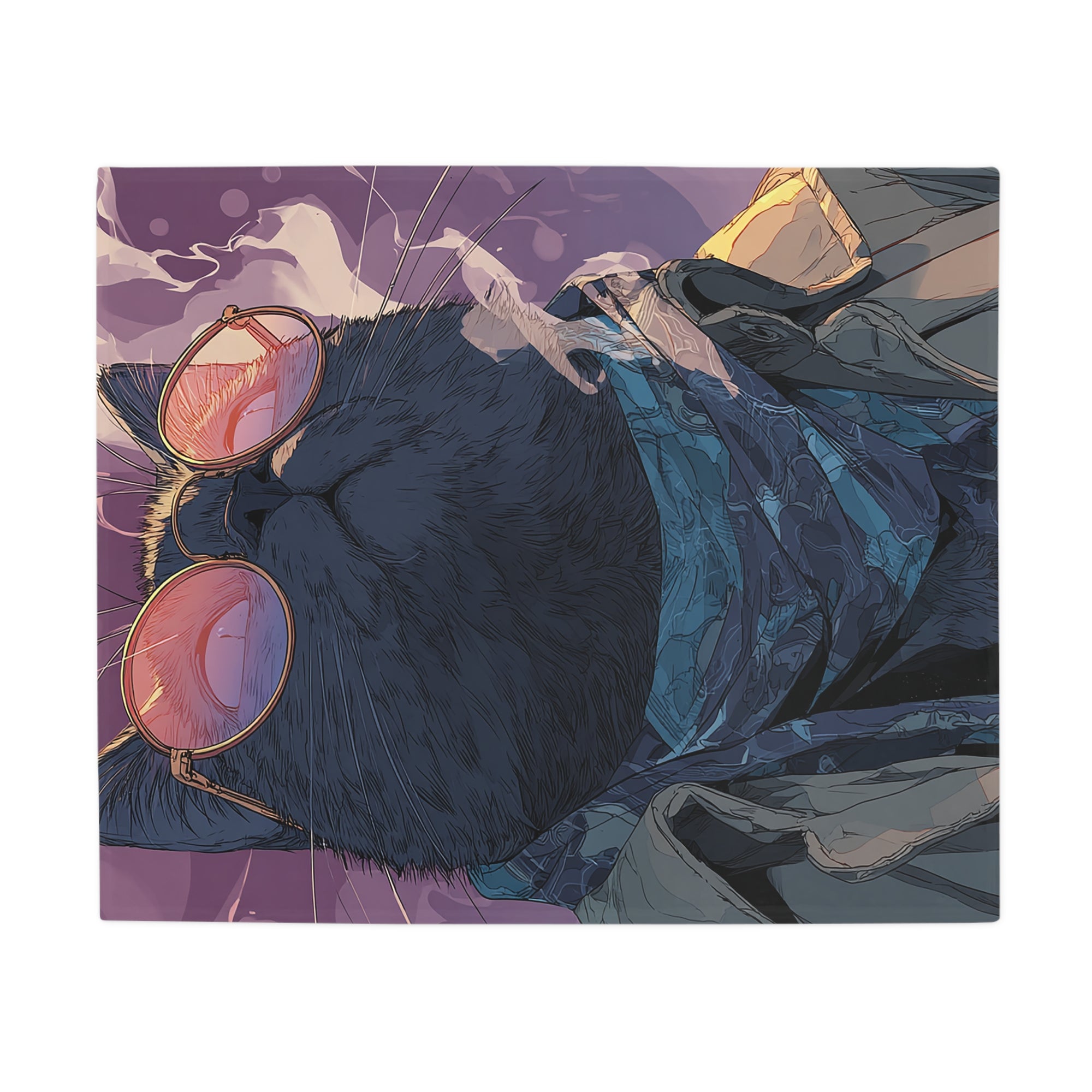 Cool Cat Fleece Blanket - Cozy Cat Lover Gift, Cat-Themed Home Decor, Stylish Pet Blankets, Quirky Gift for Cat Owners - Gcat - 0001