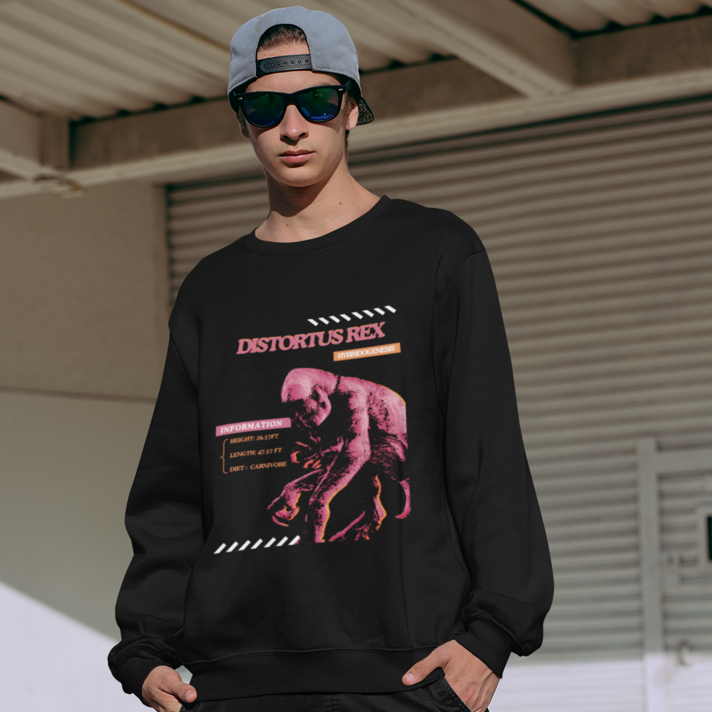 Youth Distortus Rex Sweatshirt, Gifts for Teen Boys, Halloween Apparel, Casual Streetwear, Graphic Sweater
