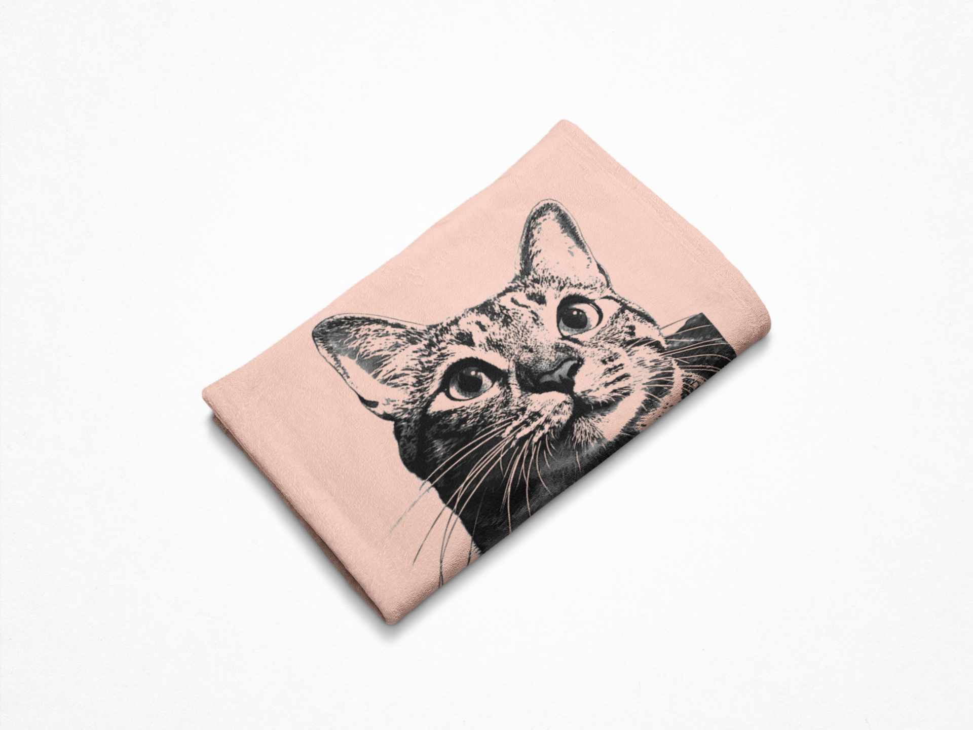 Custom Pet Pen Art Portrait Blanket, Personalized Cat Photo Throw Blanket, Cat Mom Gift, Cat Face and Name Blanket, Cat Lover Gift - Apricot