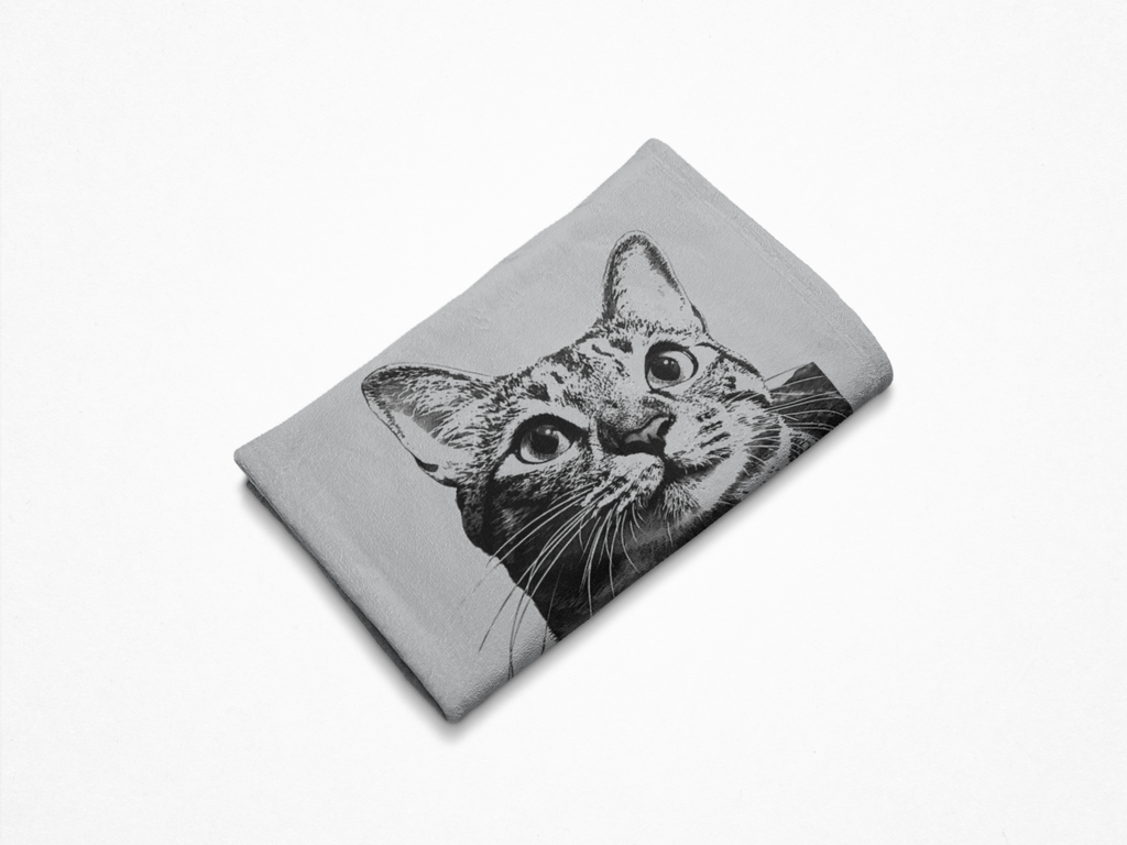 Custom Pet Pen Art Portrait Blanket, Personalized Cat Photo Throw Blanket, Cat Mom Gift, Cat Face and Name Blanket, Cat Lover Gift - Bombay