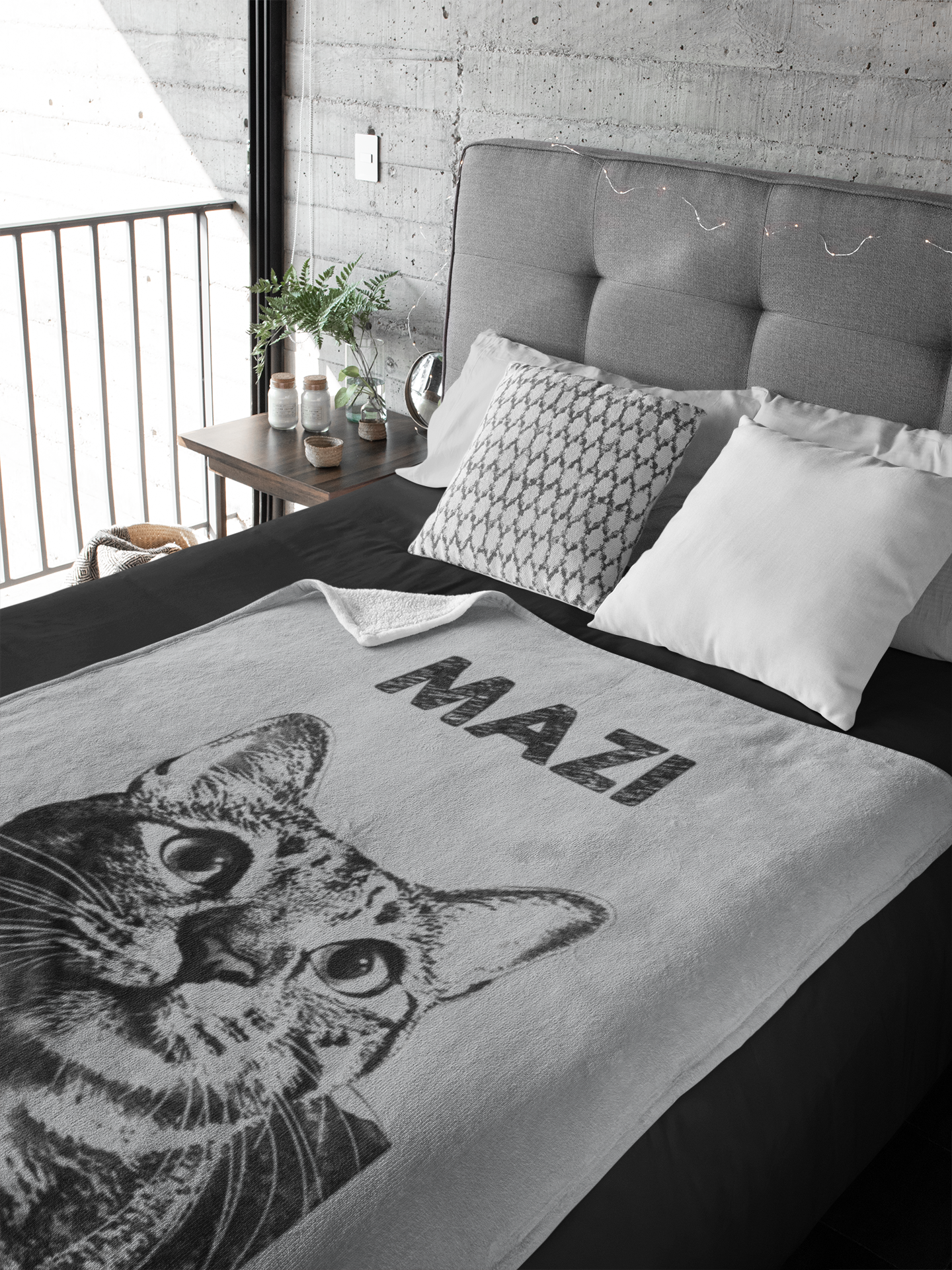 Custom Pet Pen Art Portrait Blanket, Personalized Cat Photo Throw Blanket, Cat Mom Gift, Cat Face and Name Blanket, Cat Lover Gift - Bombay