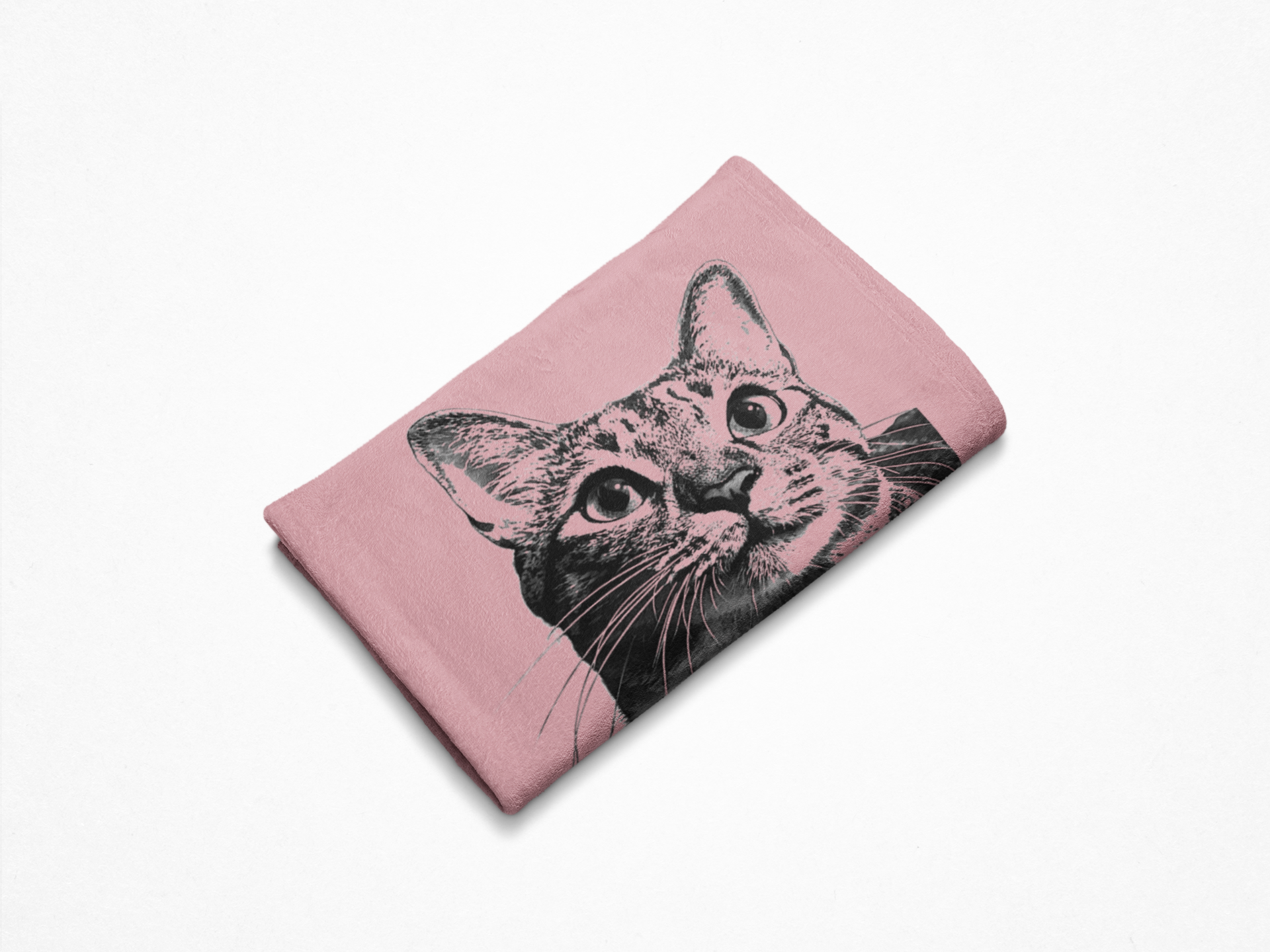 Custom Pet Pen Art Portrait Blanket, Personalized Cat Photo Throw Blanket, Cat Mom Gift, Cat Face and Name Blanket, Cat Lover Gift - Pale rose