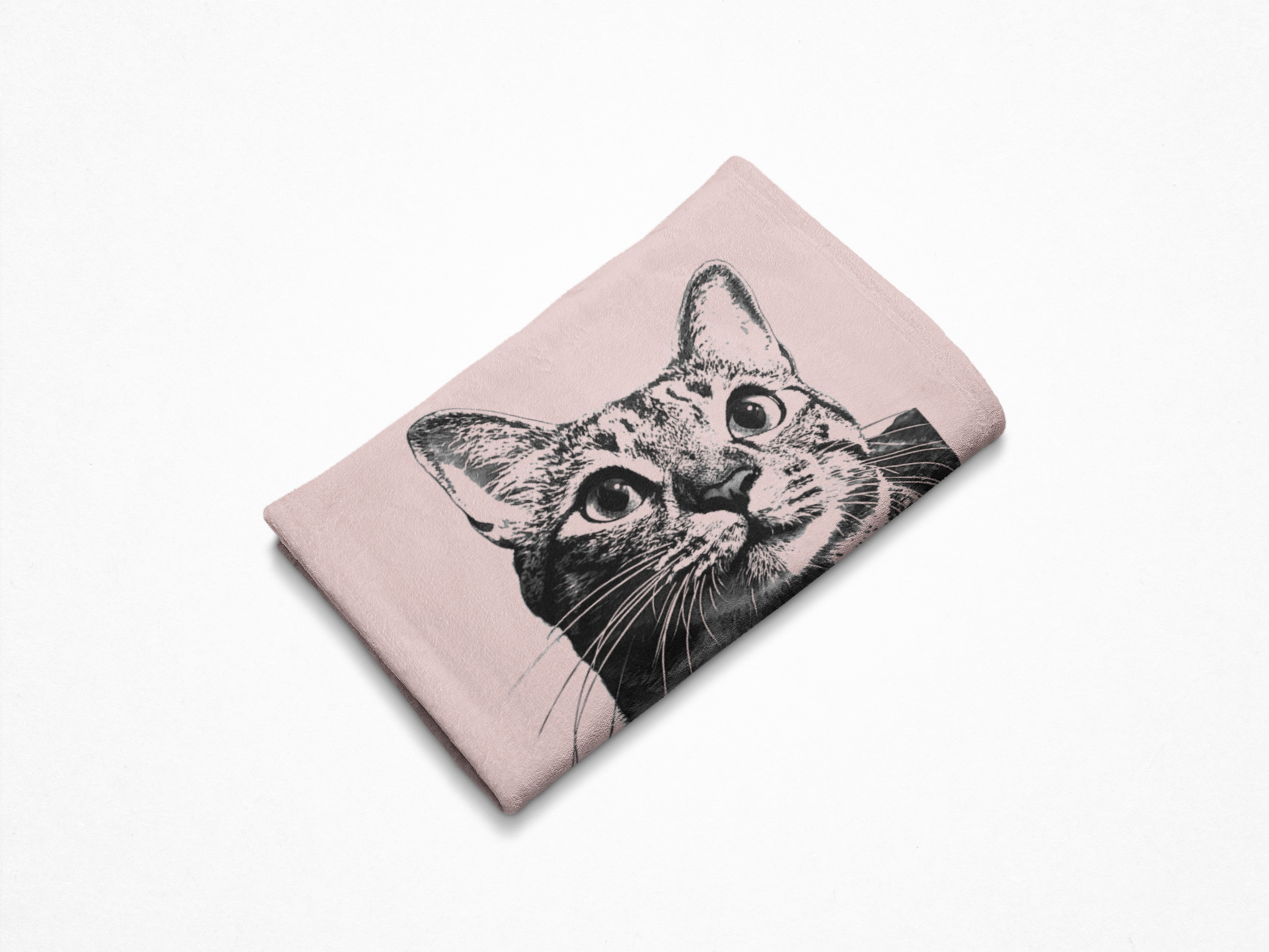 Custom Pet Pen Art Portrait Blanket, Personalized Cat Photo Throw Blanket, Cat Mom Gift, Cat Face and Name Blanket, Cat Lover Gift - Soft Peach