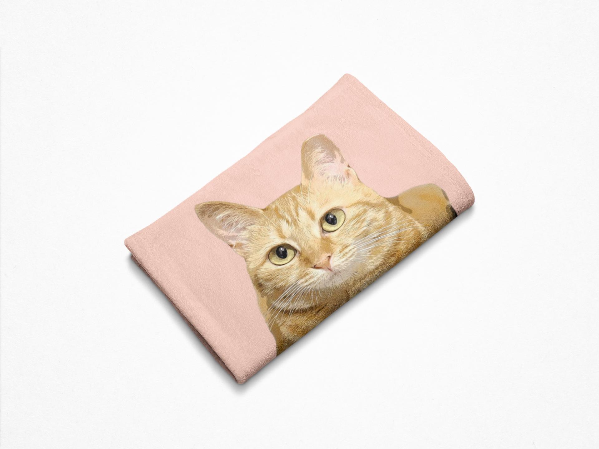 B-Custom Pet Pen Art Portrait Blanket, Personalized Cat Photo Throw Blanket, Cat Mom Gift, Cat Face and Name Blanket, Cat Lover Gift - Apricot