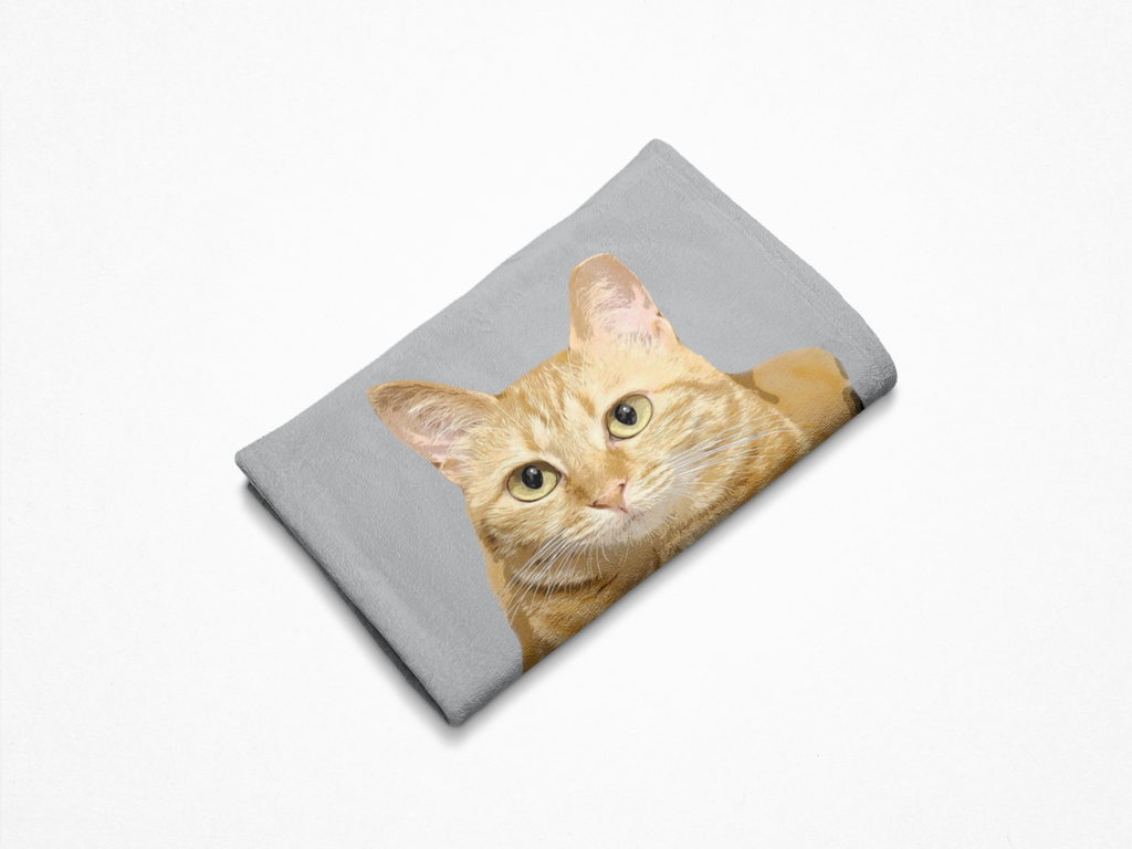 B-Custom Pet Pen Art Portrait Blanket, Personalized Cat Photo Throw Blanket, Cat Mom Gift, Cat Face and Name Blanket, Cat Lover Gift - Bombay