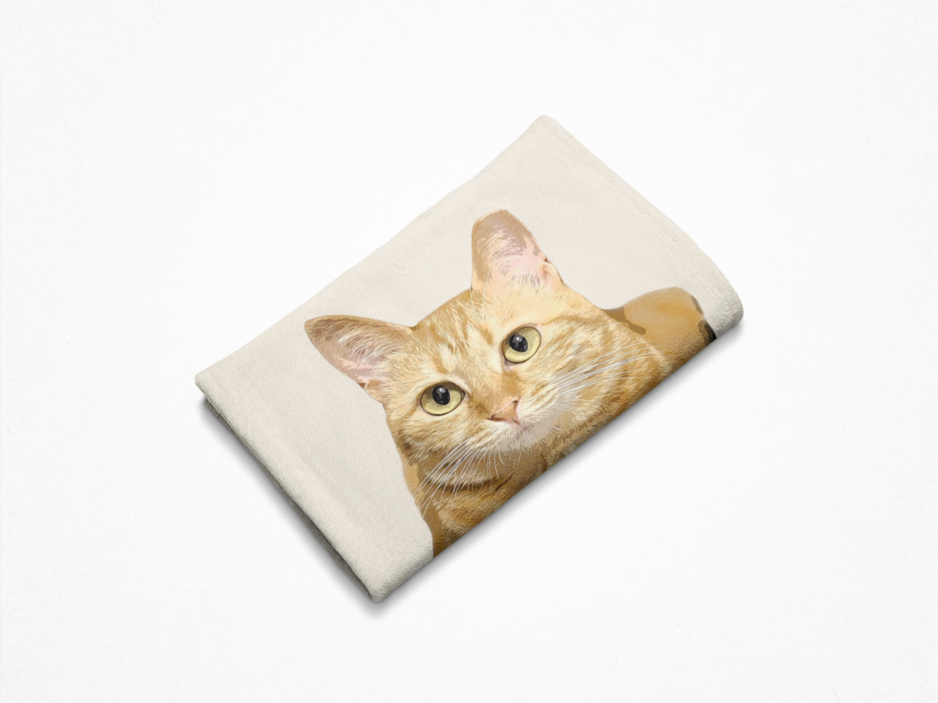 B-Custom Pet Pen Art Portrait Blanket, Personalized Cat Photo Throw Blanket, Cat Mom Gift, Cat Face and Name Blanket, Cat Lover Gift - Cream